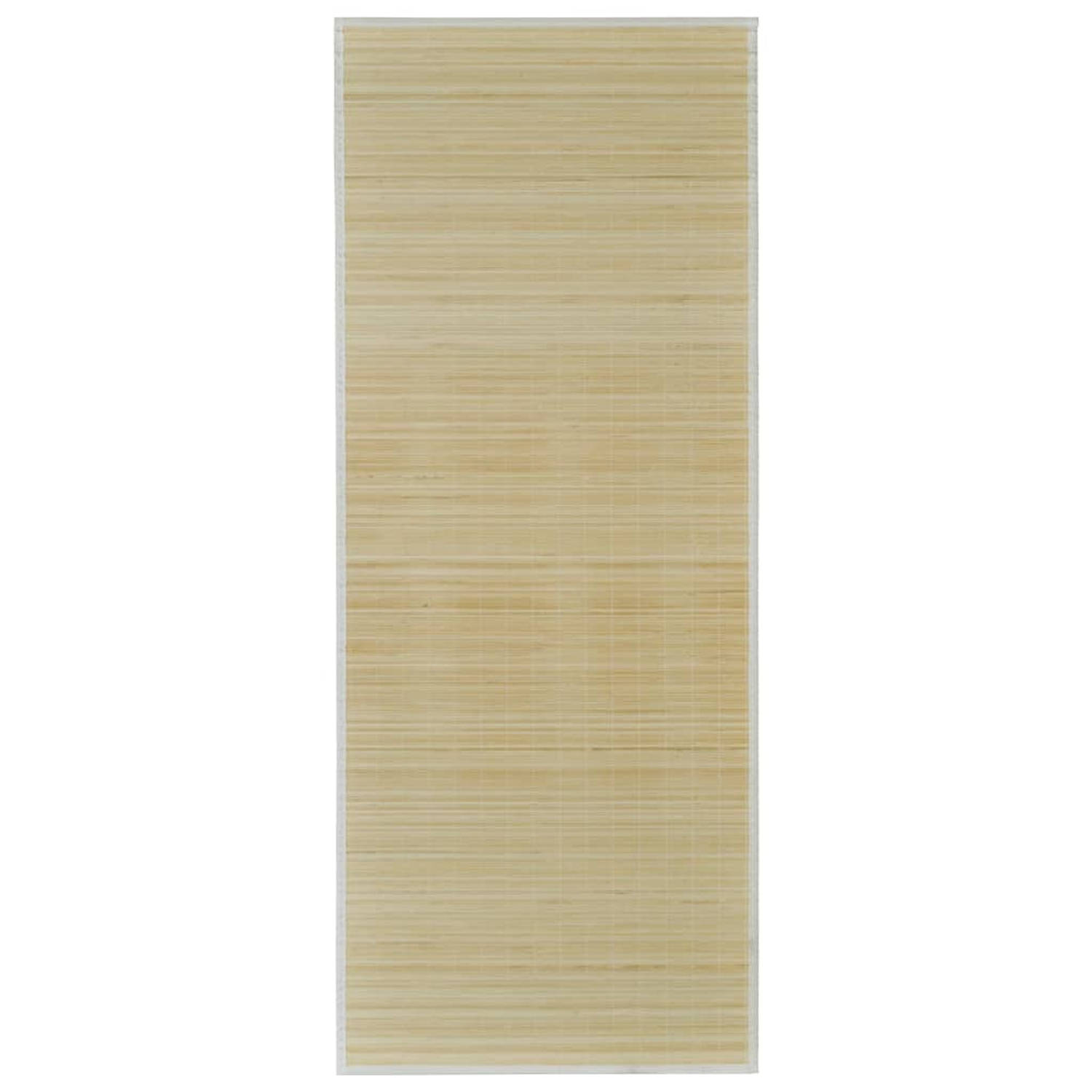 The Living Store Bamboo Mat - Neutrale bamboe kleur - 80 x 200 cm - PVC anti-slip onderkant
