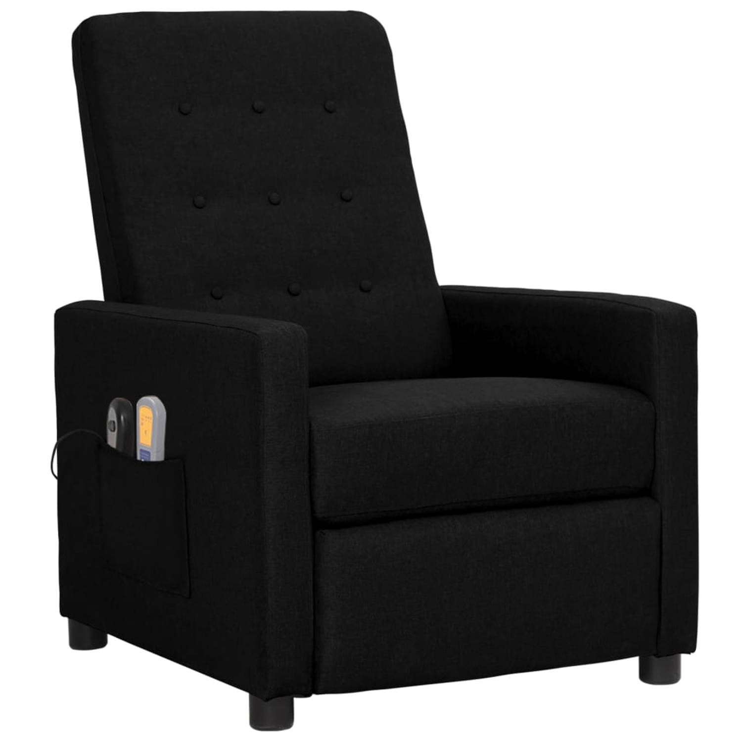 The Living Store Massagestoel elektrisch stof zwart - Fauteuil