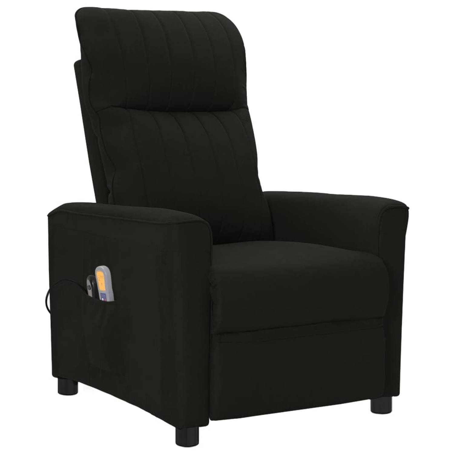 The Living Store Massagestoel elektrisch stof zwart - Fauteuil