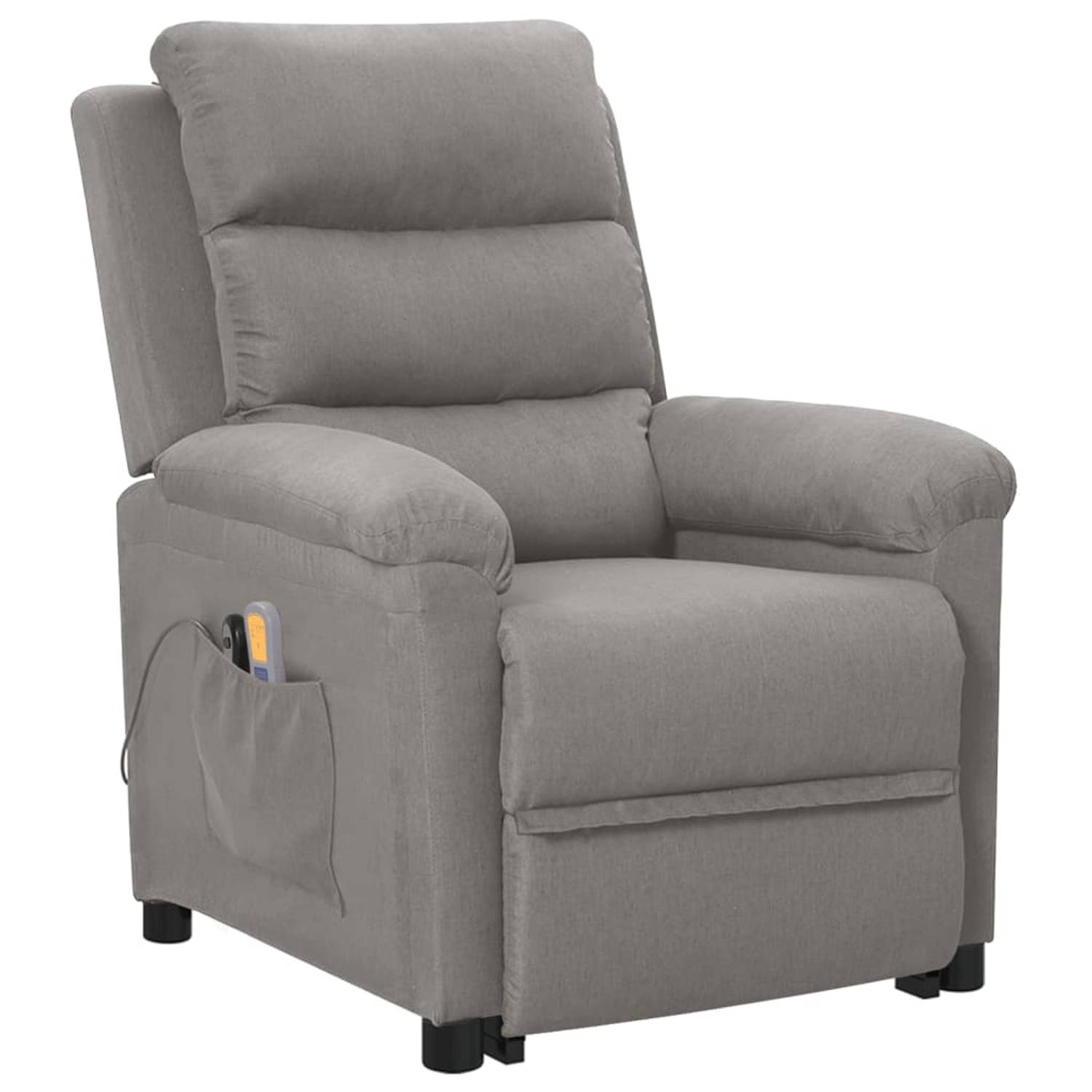 The Living Store Sta-op-massagestoel stof lichtgrijs - Fauteuil