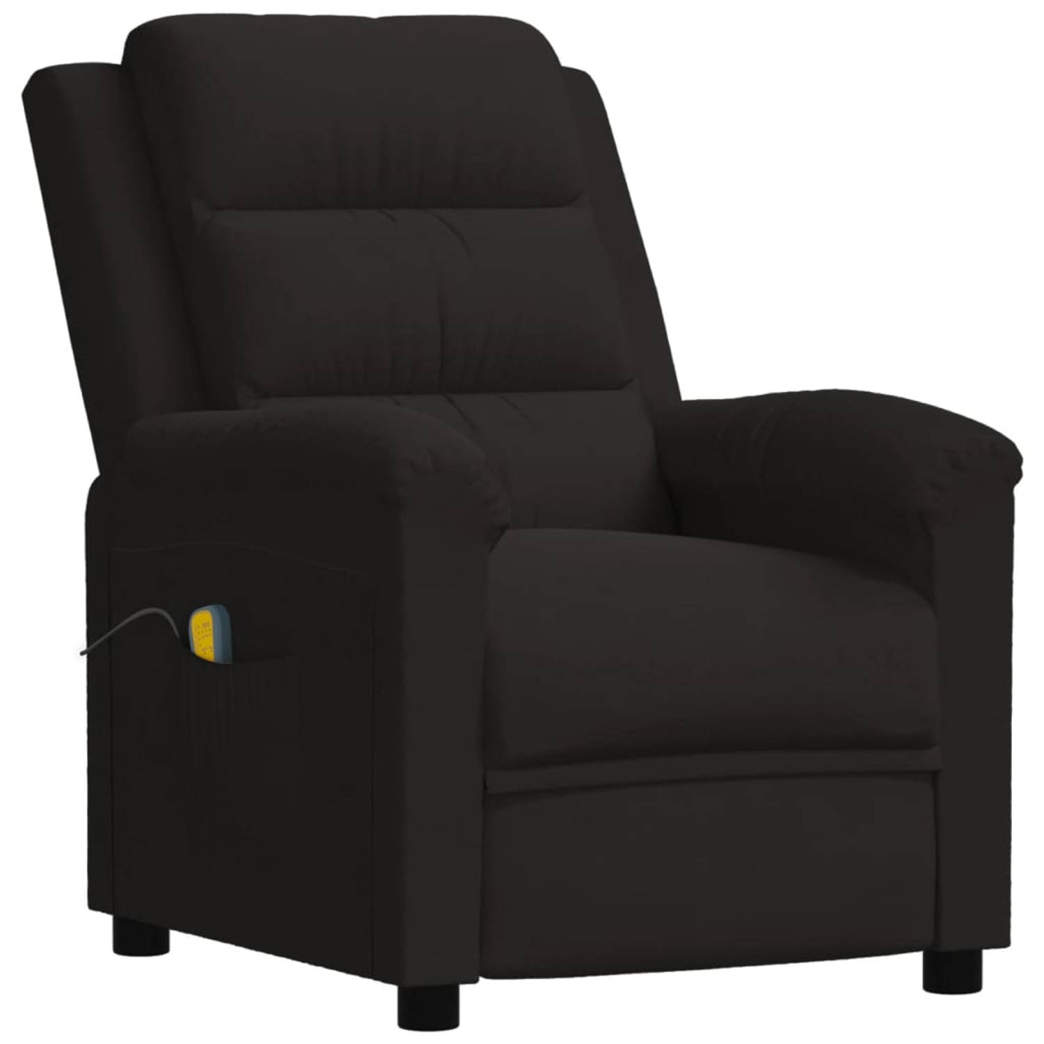 The Living Store Massagestoel fluweel zwart - Fauteuil