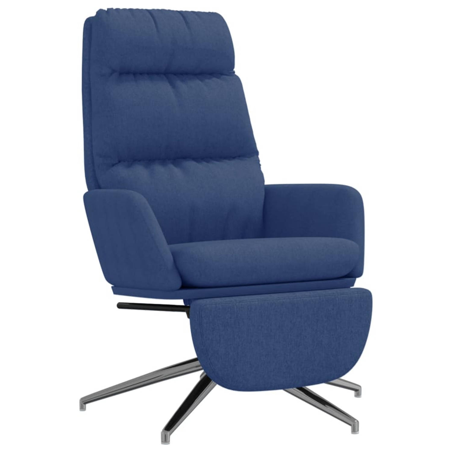 The Living Store Relaxstoel met voetensteun stof blauw - Fauteuil