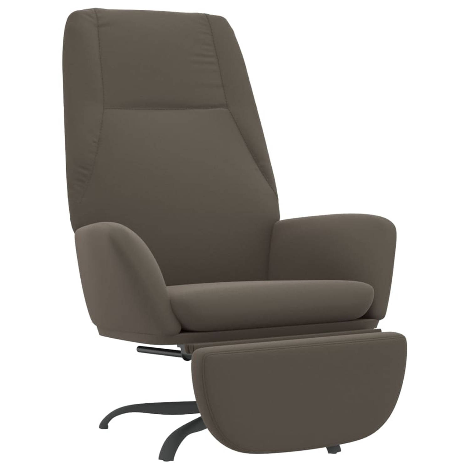 The Living Store Relaxstoel met voetensteun microvezelstof donkergrijs - Fauteuil