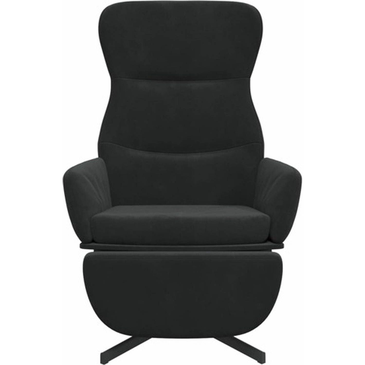 The Living Store Relaxstoel - Zwart Fluweel - 70x77x94 cm - 360 graden draaibaar