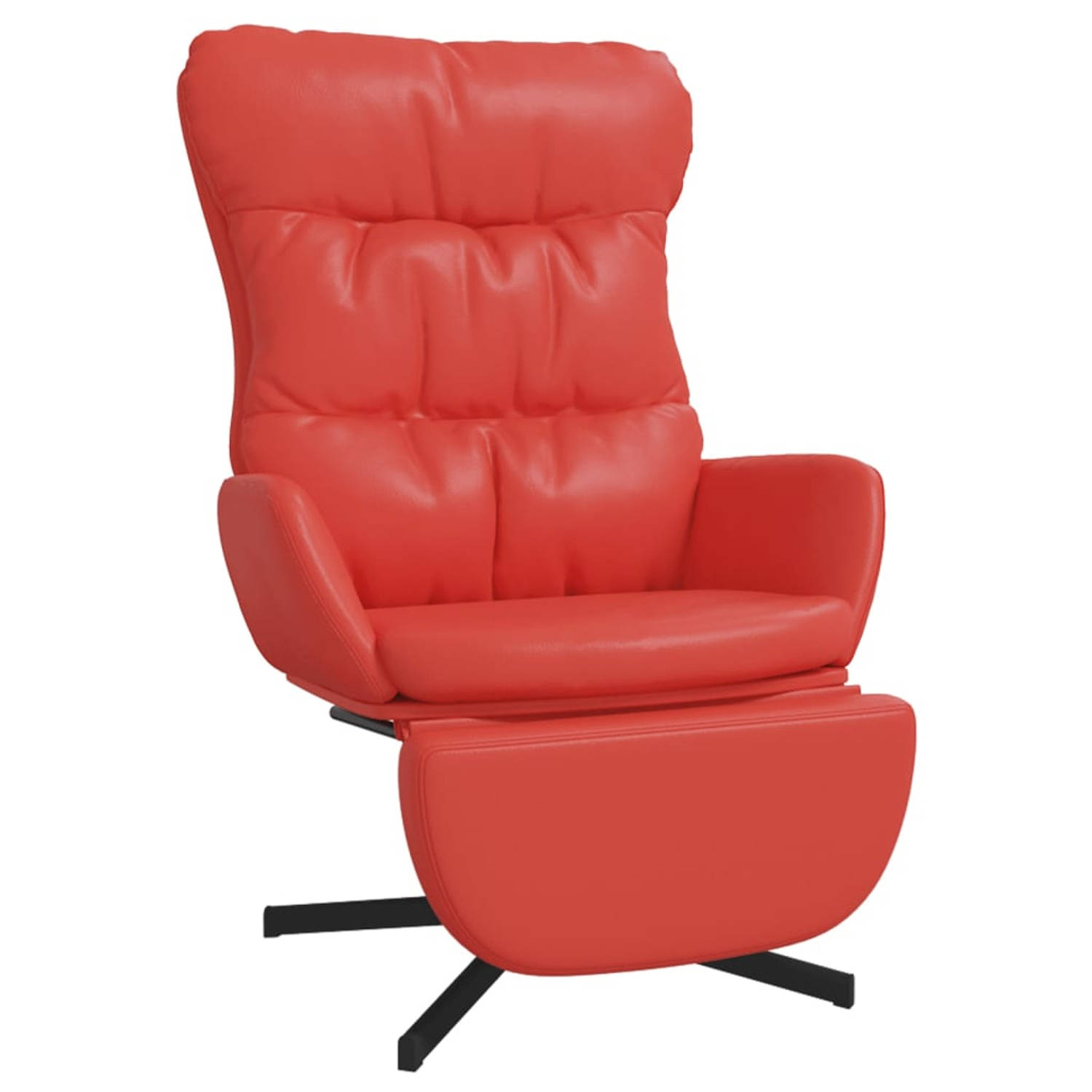The Living Store Relaxstoel met voetensteun kunstleer rood - Fauteuil