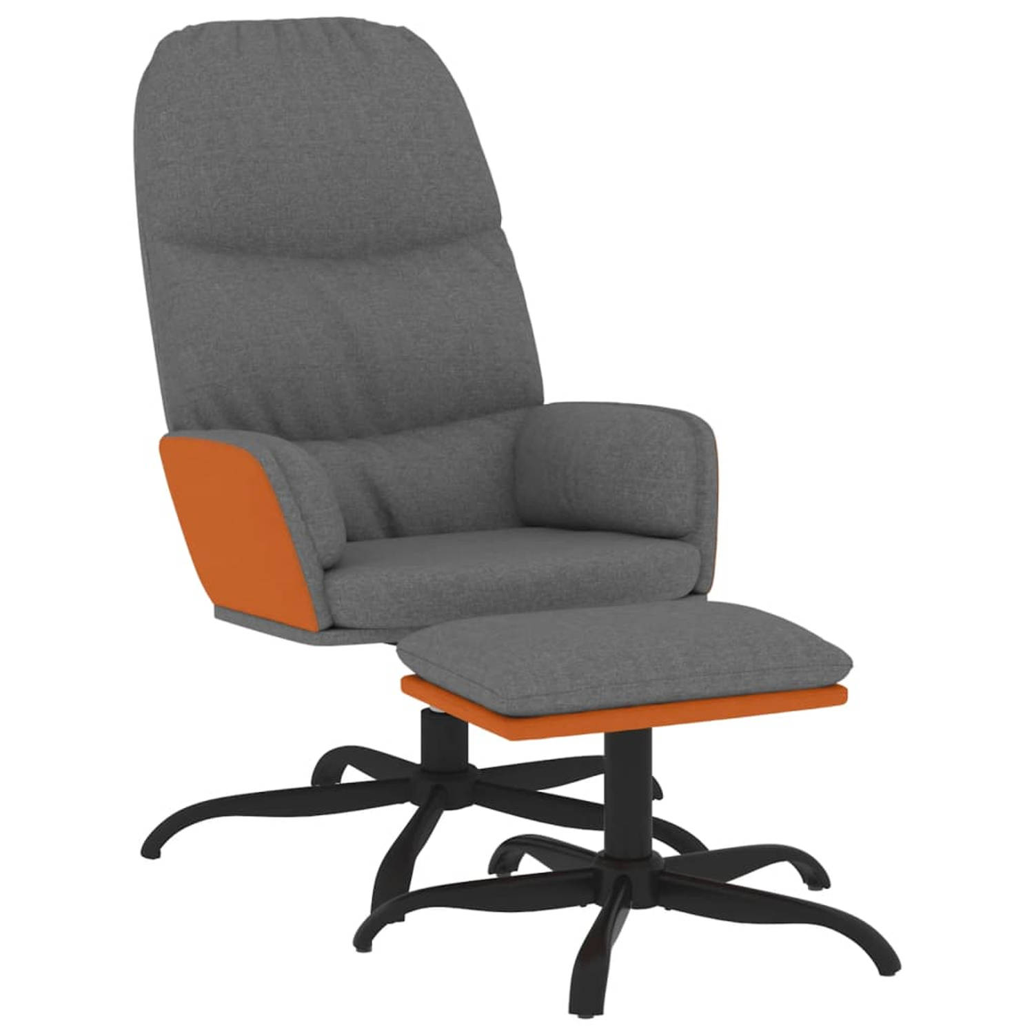 The Living Store Relaxstoel met voetenbank stof lichtgrijs - Fauteuil