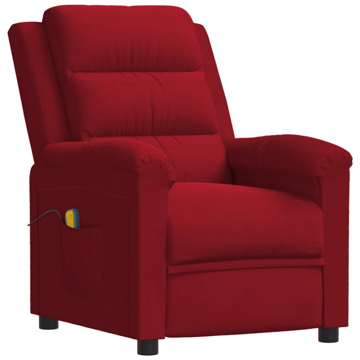 The Living Store Massagestoel fluweel wijnrood - Fauteuil