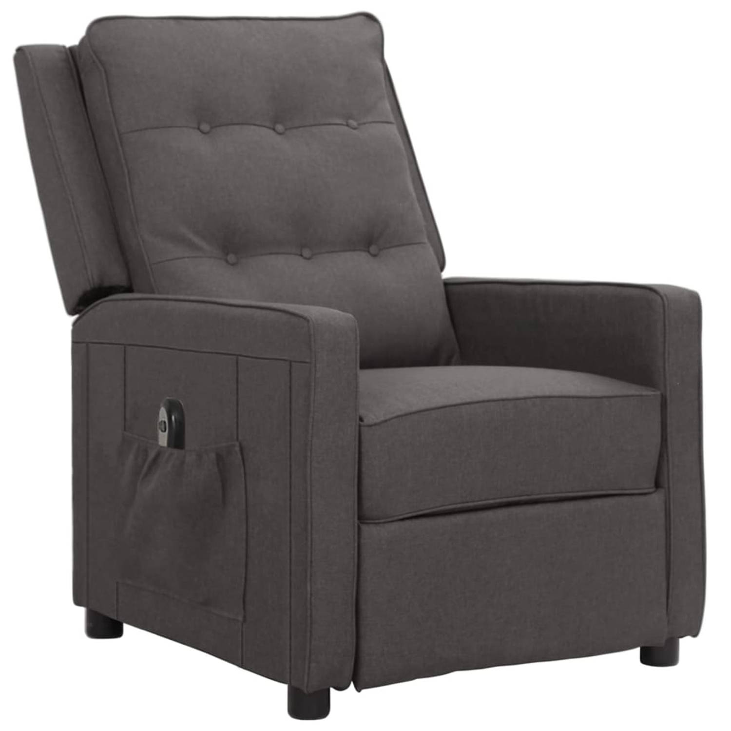 The Living Store Fauteuil elektrisch verstelbaar stof donkergrijs - Fauteuil