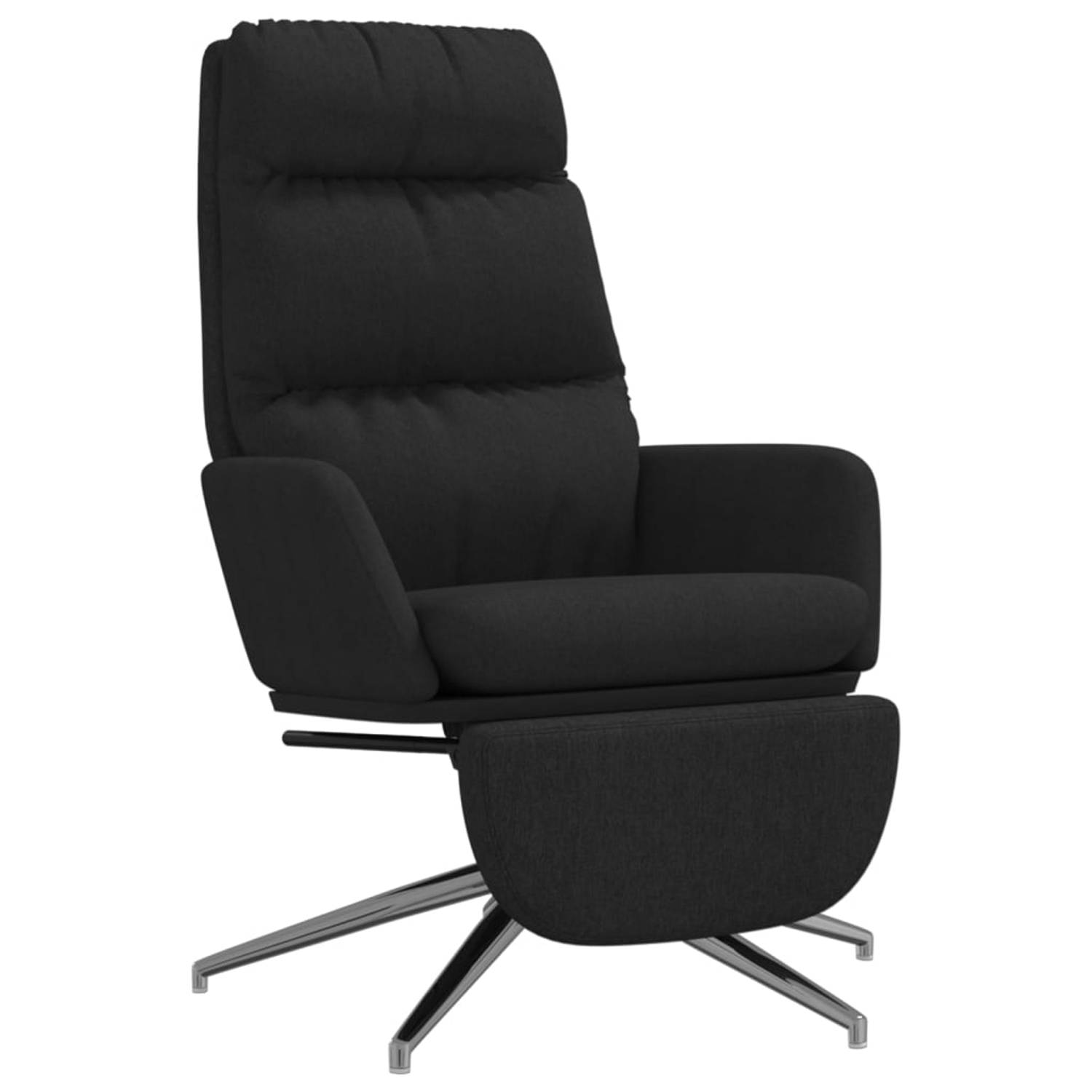 The Living Store Relaxstoel met voetensteun stof zwart - Fauteuil