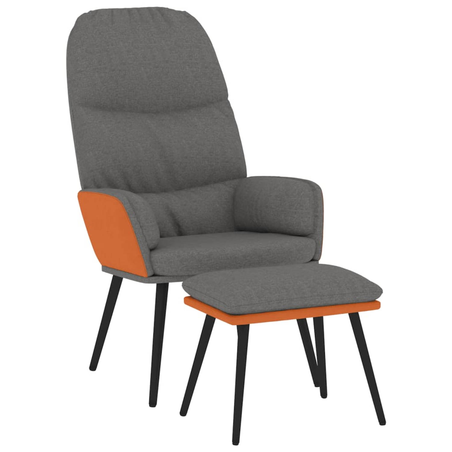 The Living Store Relaxstoel met voetenbank stof lichtgrijs - Fauteuil