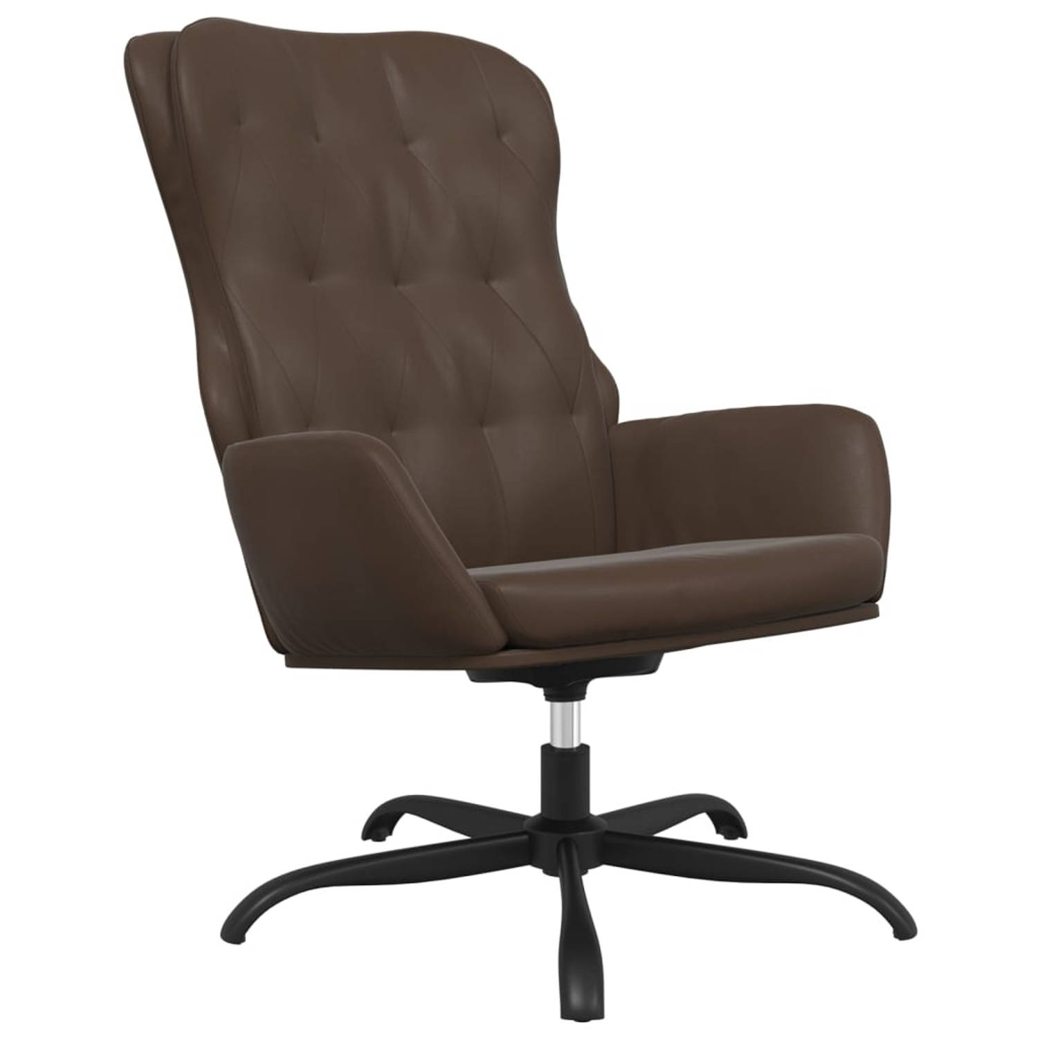 The Living Store Relaxstoel kunstleer bruin - Fauteuil