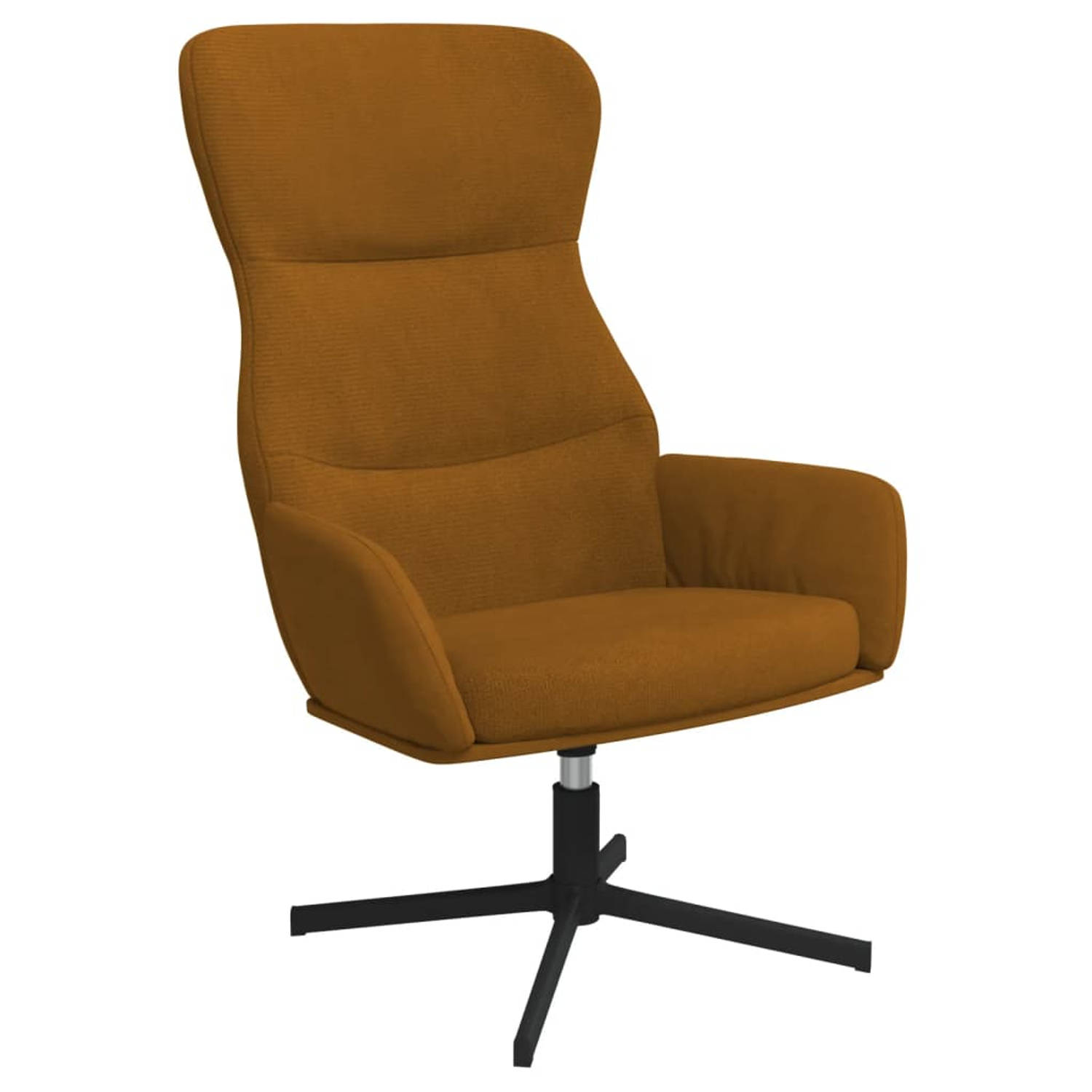 The Living Store Relaxstoel fluweel bruin - Fauteuil