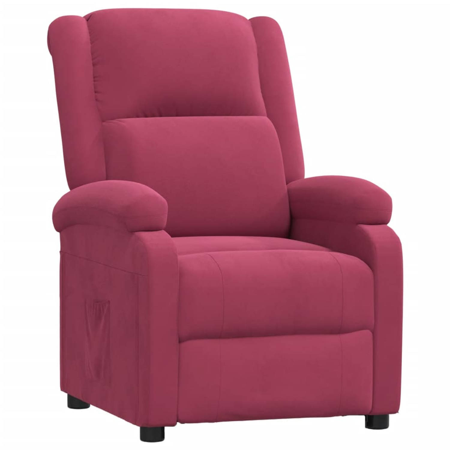 The Living Store Fauteuil verstelbaar fluweel wijnrood - Fauteuil