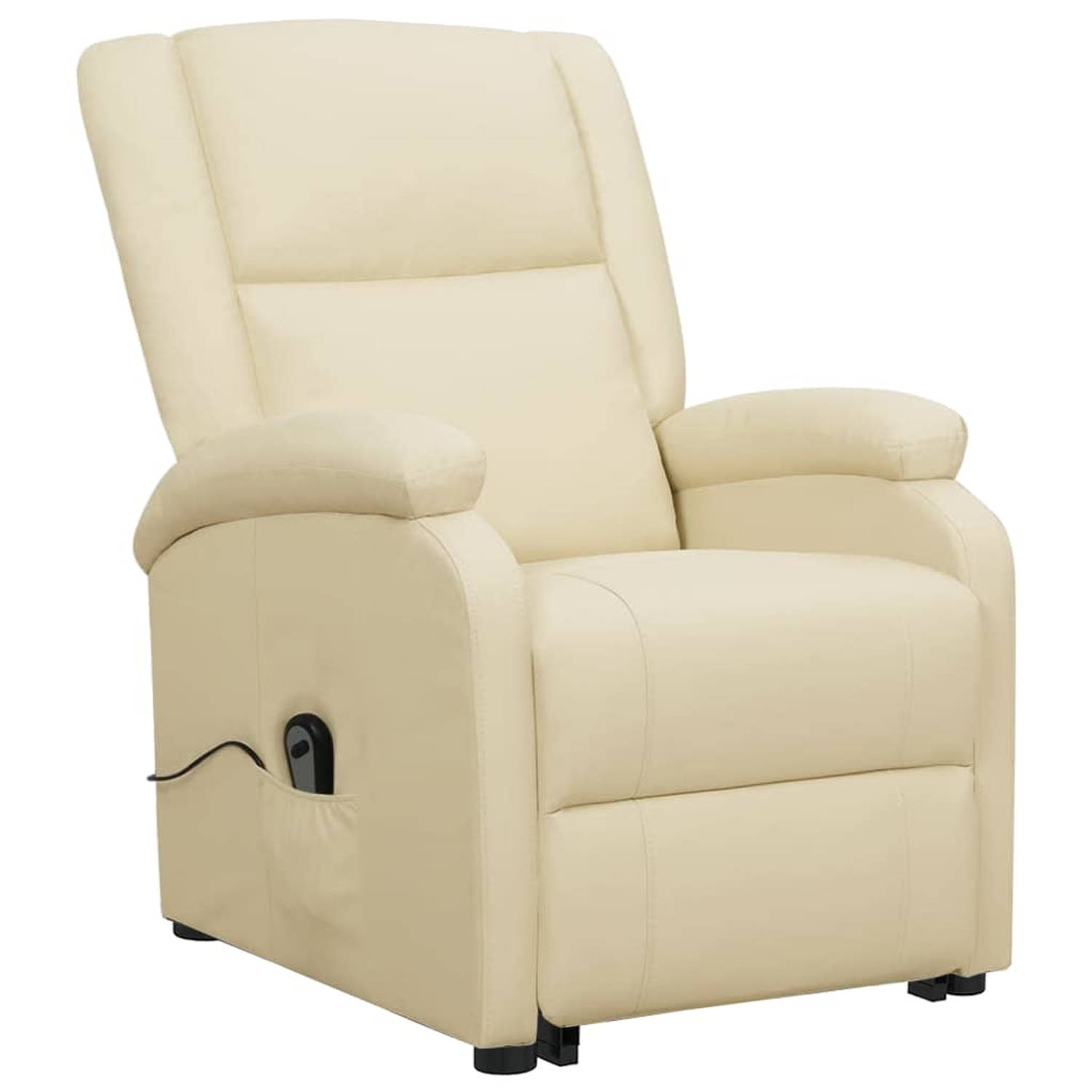 The Living Store Sta-op-stoel Relaxfauteuil - Kunstleer en Metaal - Crème - 70x89x103.5cm - Verstelbaar