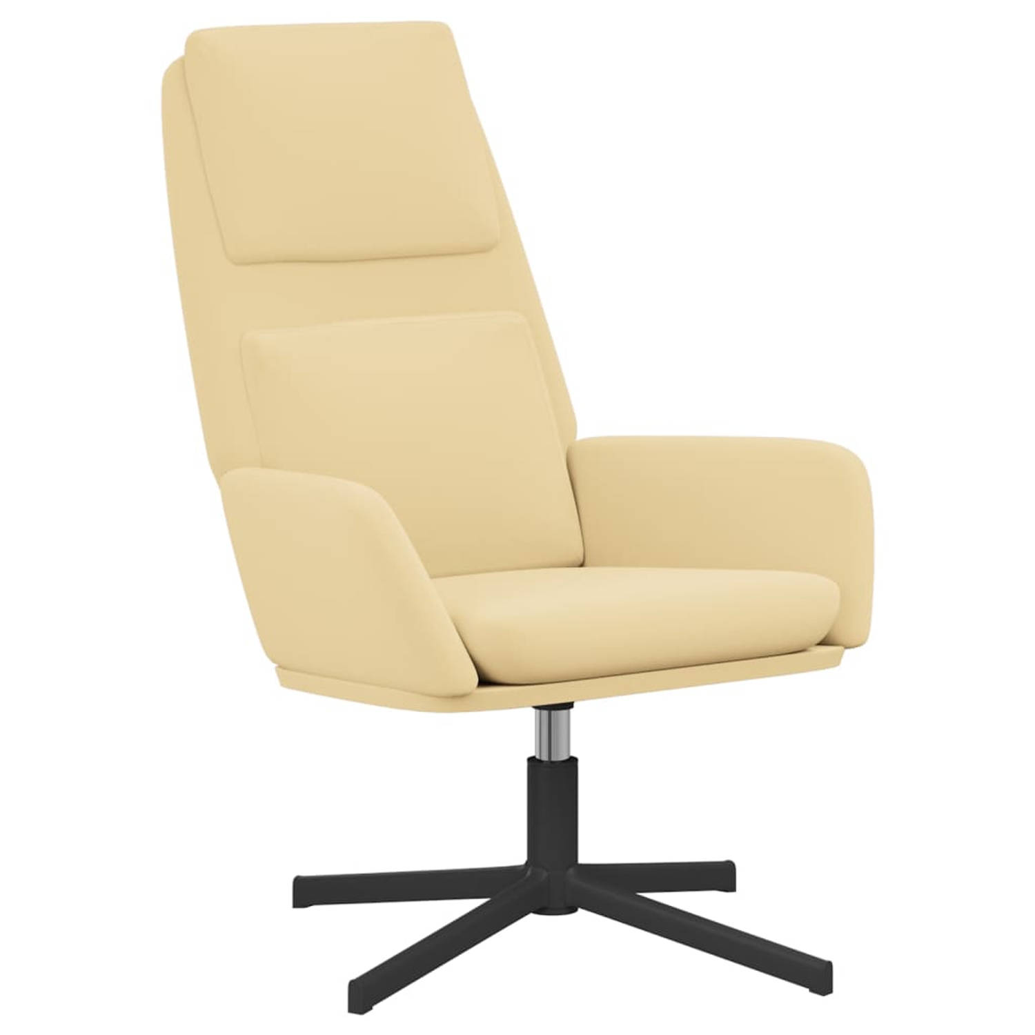 The Living Store Relaxstoel fluweel crèmewit - Fauteuil
