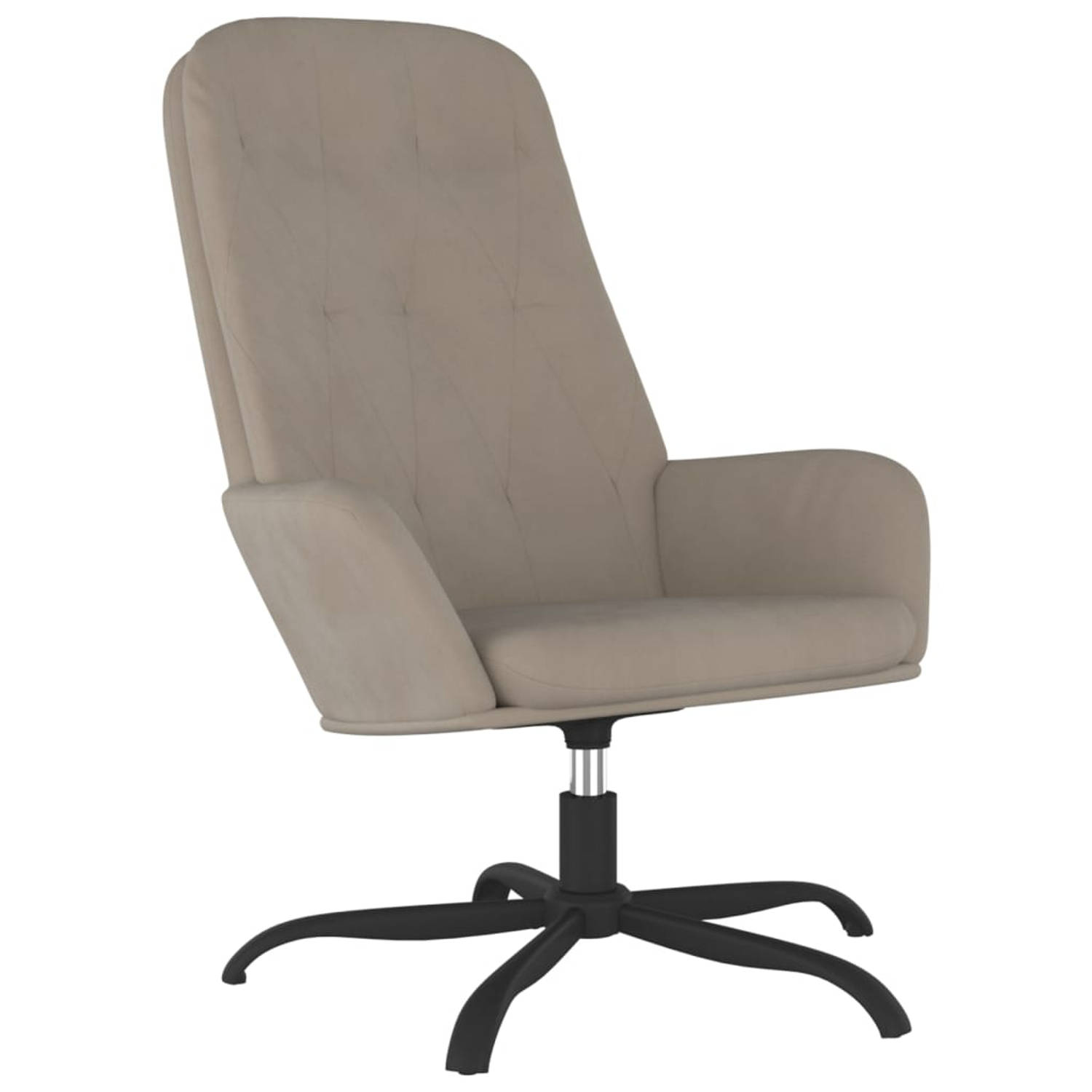 The Living Store Relaxstoel fluweel lichtgrijs - Fauteuil