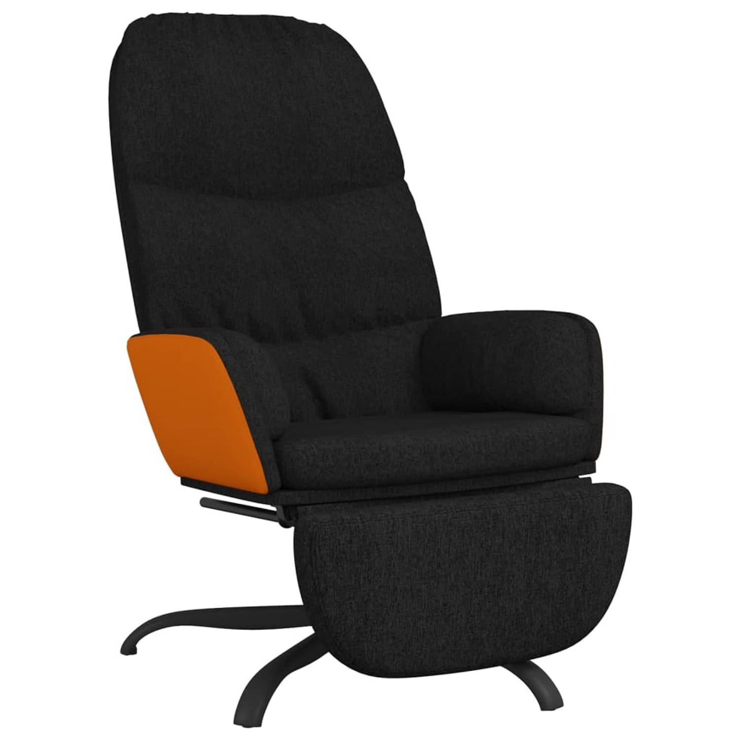 The Living Store Relaxstoel met voetensteun stof zwart - Fauteuil