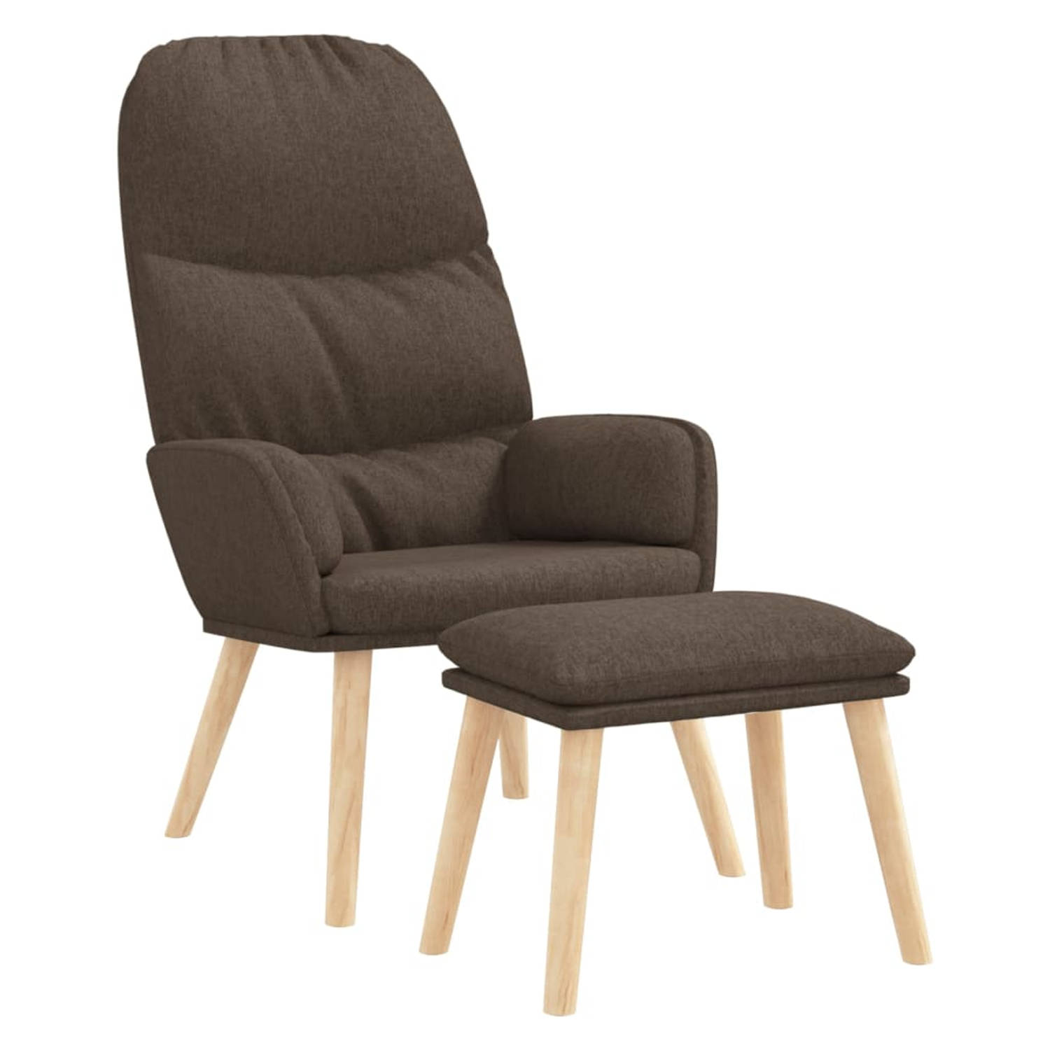 The Living Store Relaxstoel met voetenbank stof taupe - Fauteuil