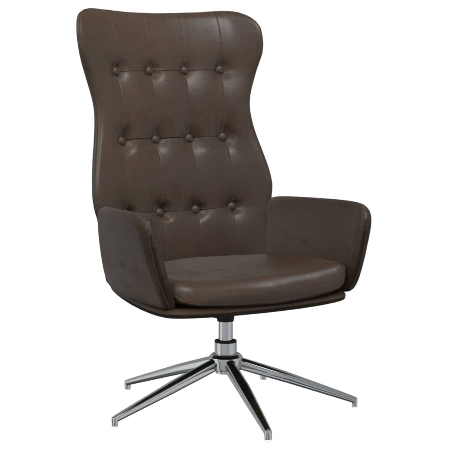 The Living Store Relaxstoel kunstleer glanzend bruin - Fauteuil