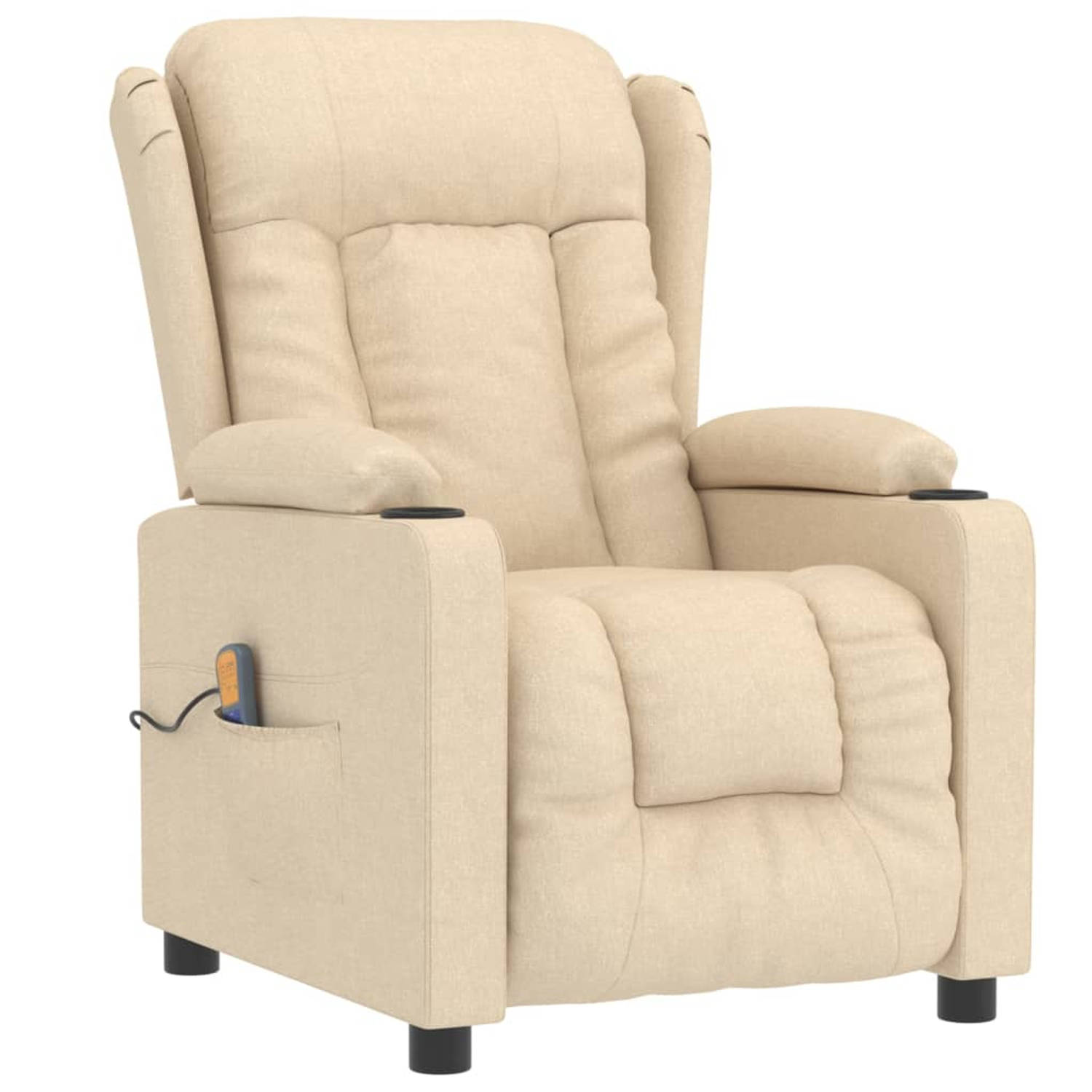 The Living Store Massagestoel stof crèmekleurig - Fauteuil