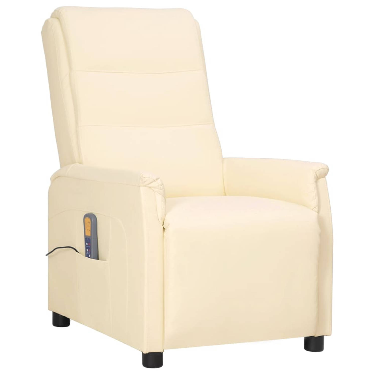 The Living Store Sta-op-massagestoel kunstleer crèmekleurig - Fauteuil