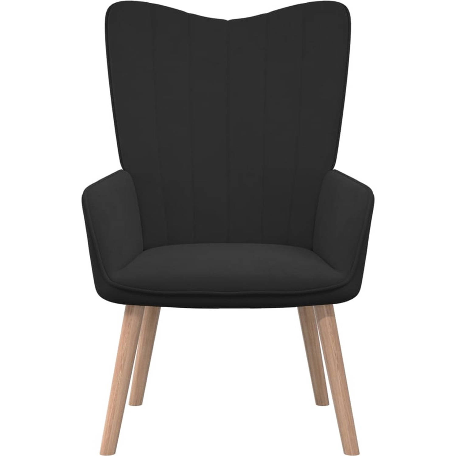 The Living Store Relaxstoel - zwart fluweel - 61.5 x 69 x 95.5 cm - stabiel en duurzaam