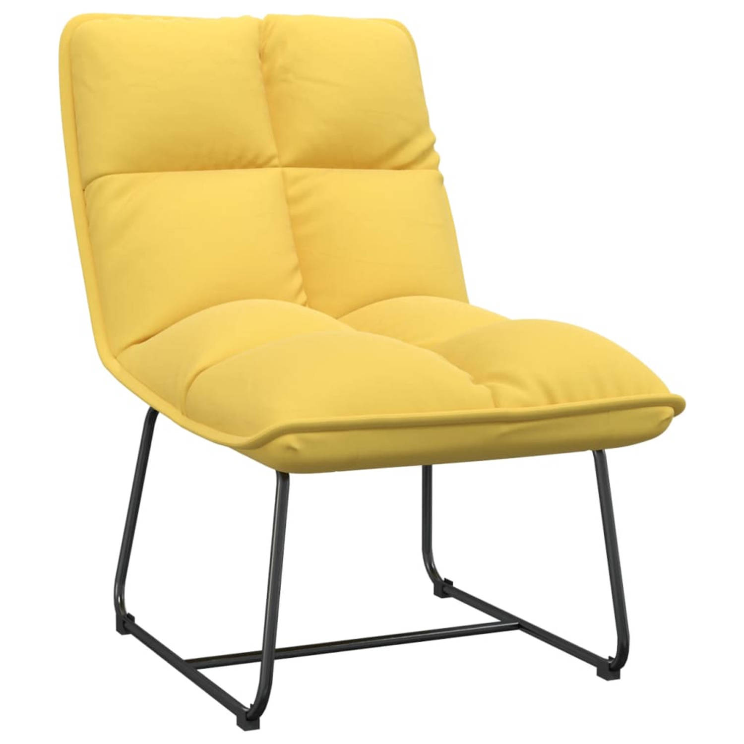 The Living Store Loungestoel met metalen frame fluweel geel - Fauteuil