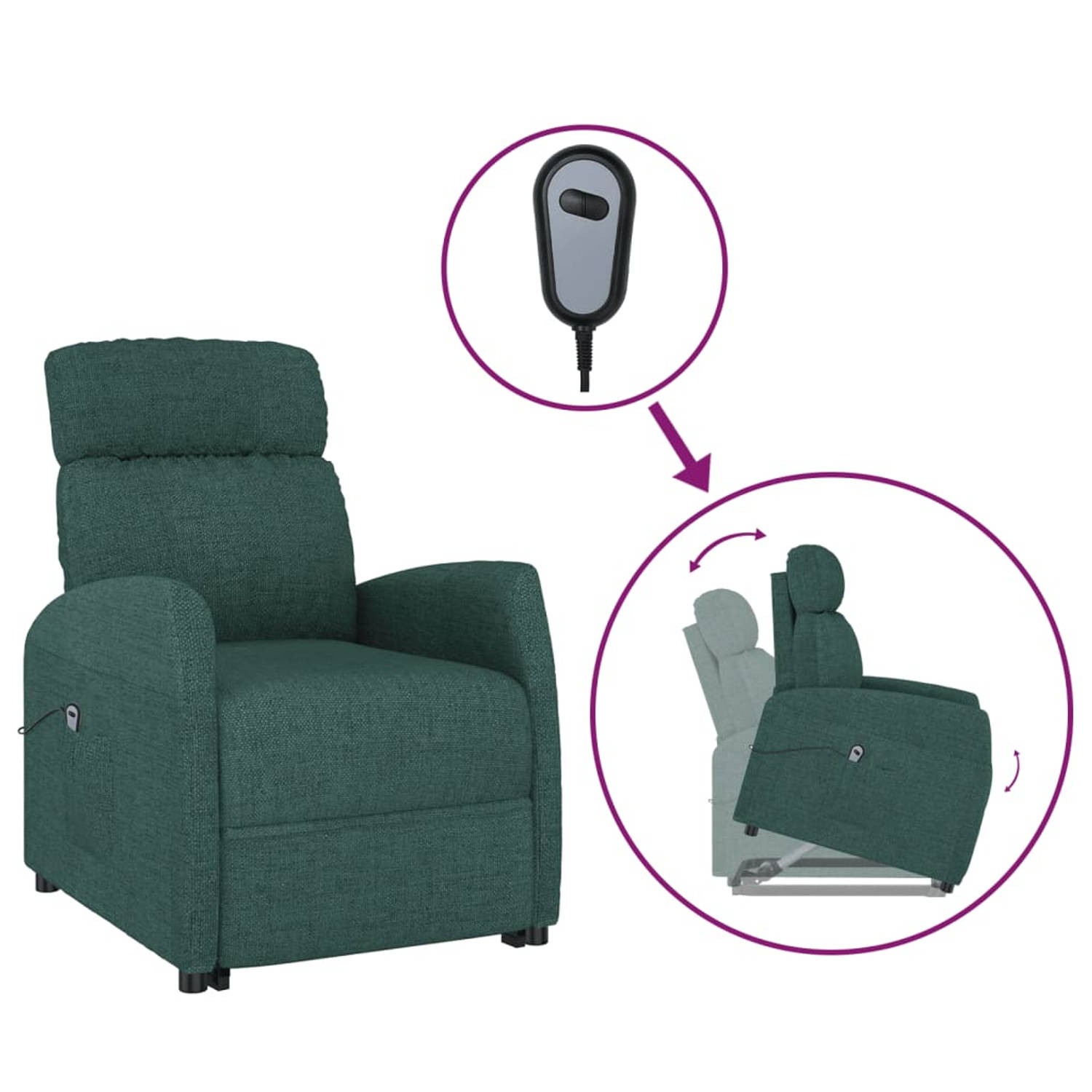 The Living Store Sta-op-stoel Canta - Relaxfauteuil - Donkergroen - 66 x 83.5 x 104 cm