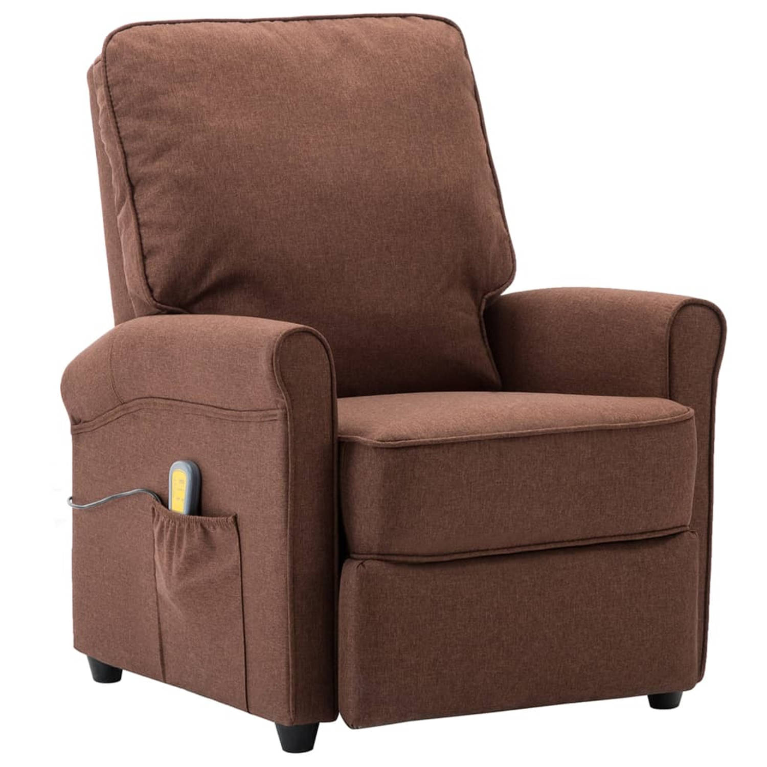 The Living Store Massagestoel elektrisch verstelbaar stof bruin - Fauteuil