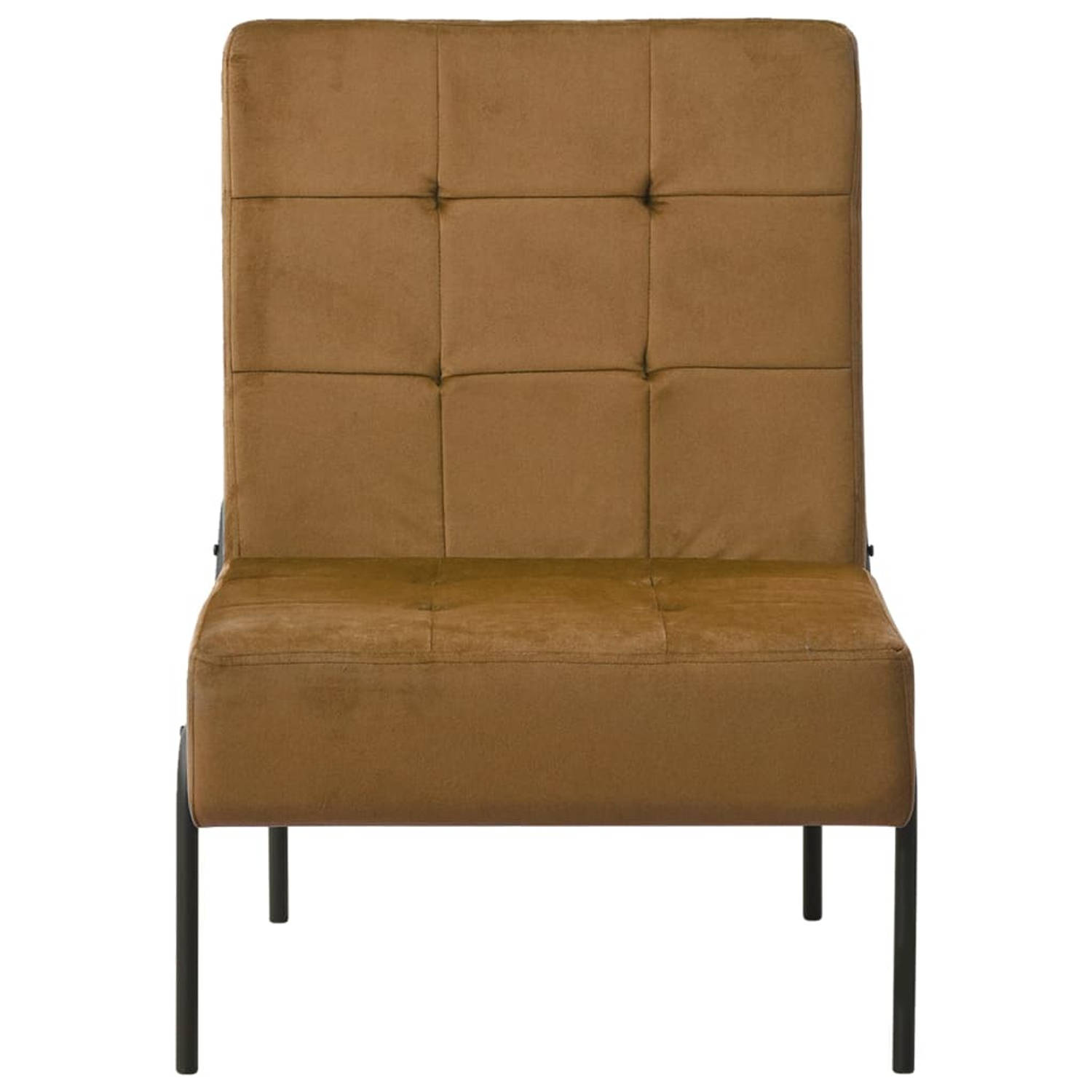 The Living Store Relaxstoel Velvet Bruin-Zwart 65 x 79 x 87 cm Ergonomisch ontwerp
