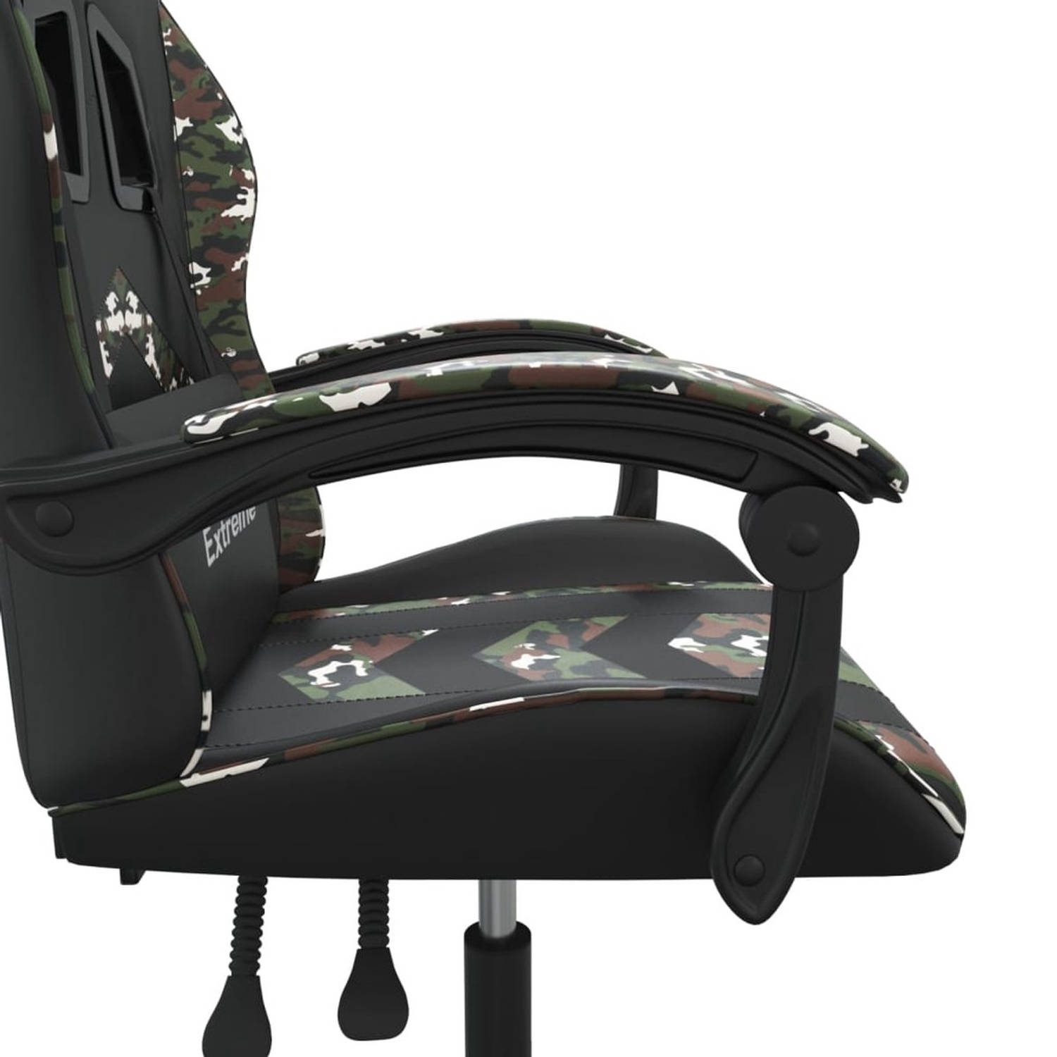 The Living Store Gamestoel - Camouflage - 57.5 x 59.5 x (121 - 131) cm - Verstelbaar