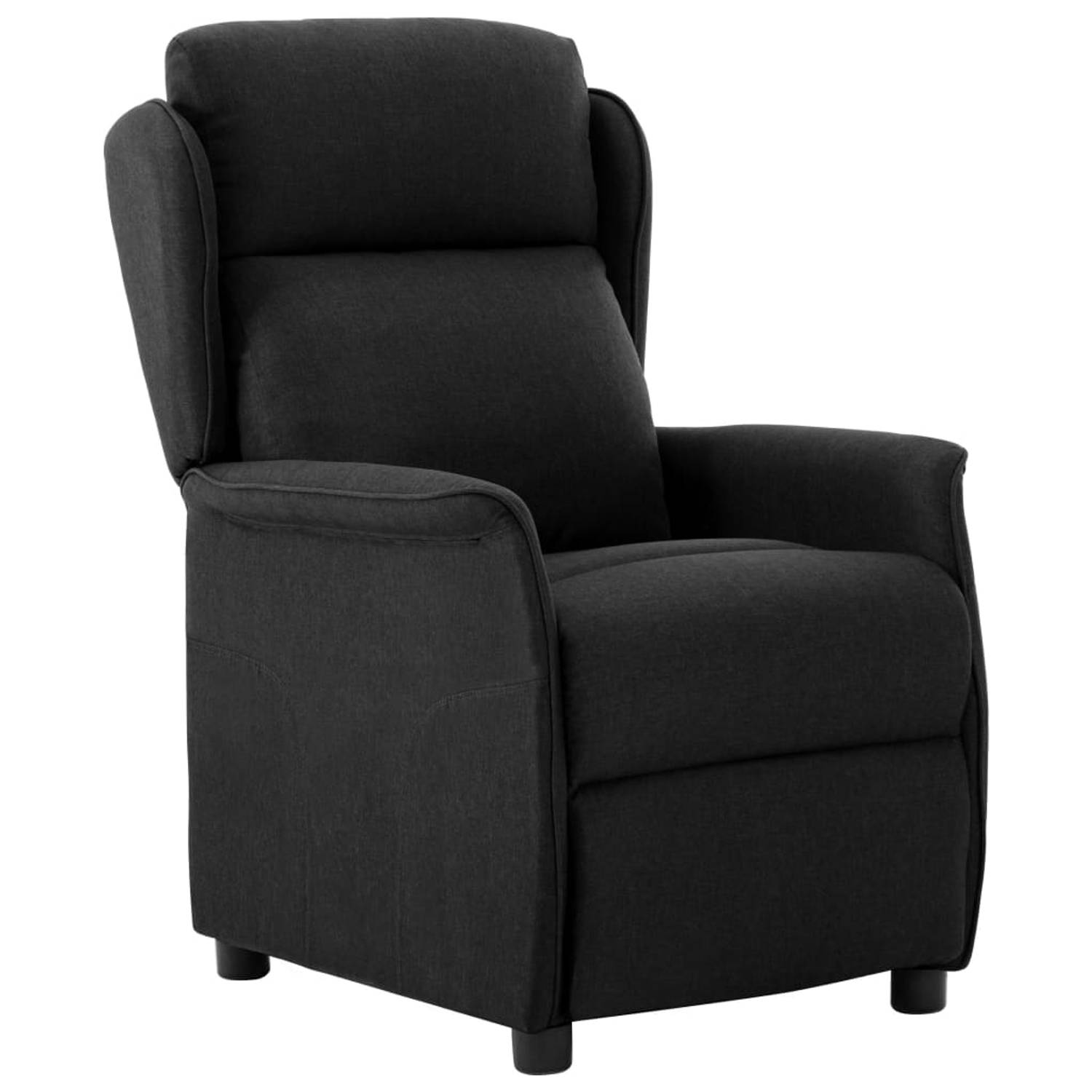 The Living Store Verstelbare Stoel - Fauteuil - Zwart - 68x98x100 cm - Stof (100% polyester) en ijzer