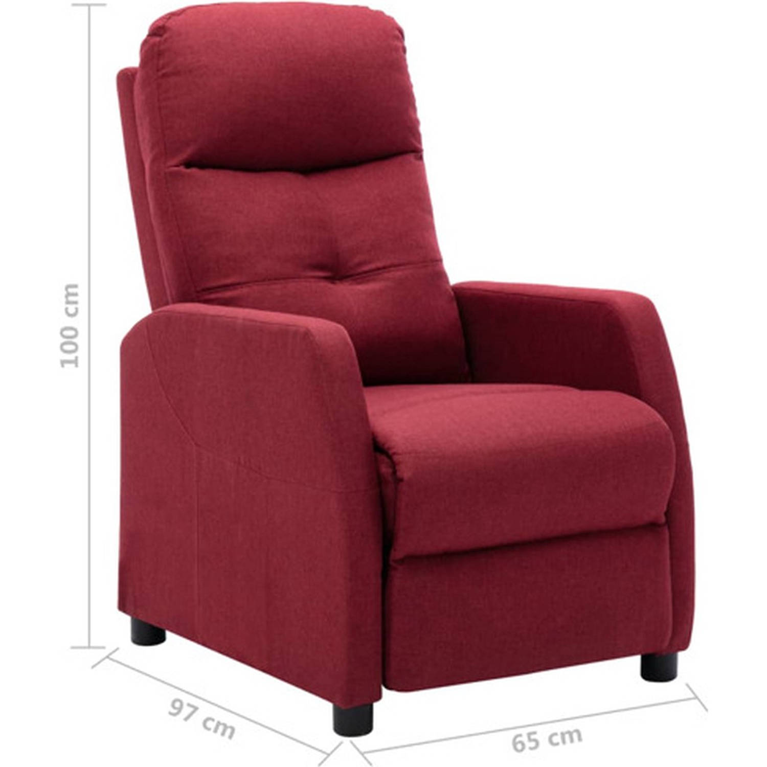 The Living Store Verstelbare Stoel - Fauteuil - Stof - 65x97x100 cm - Wijnrood