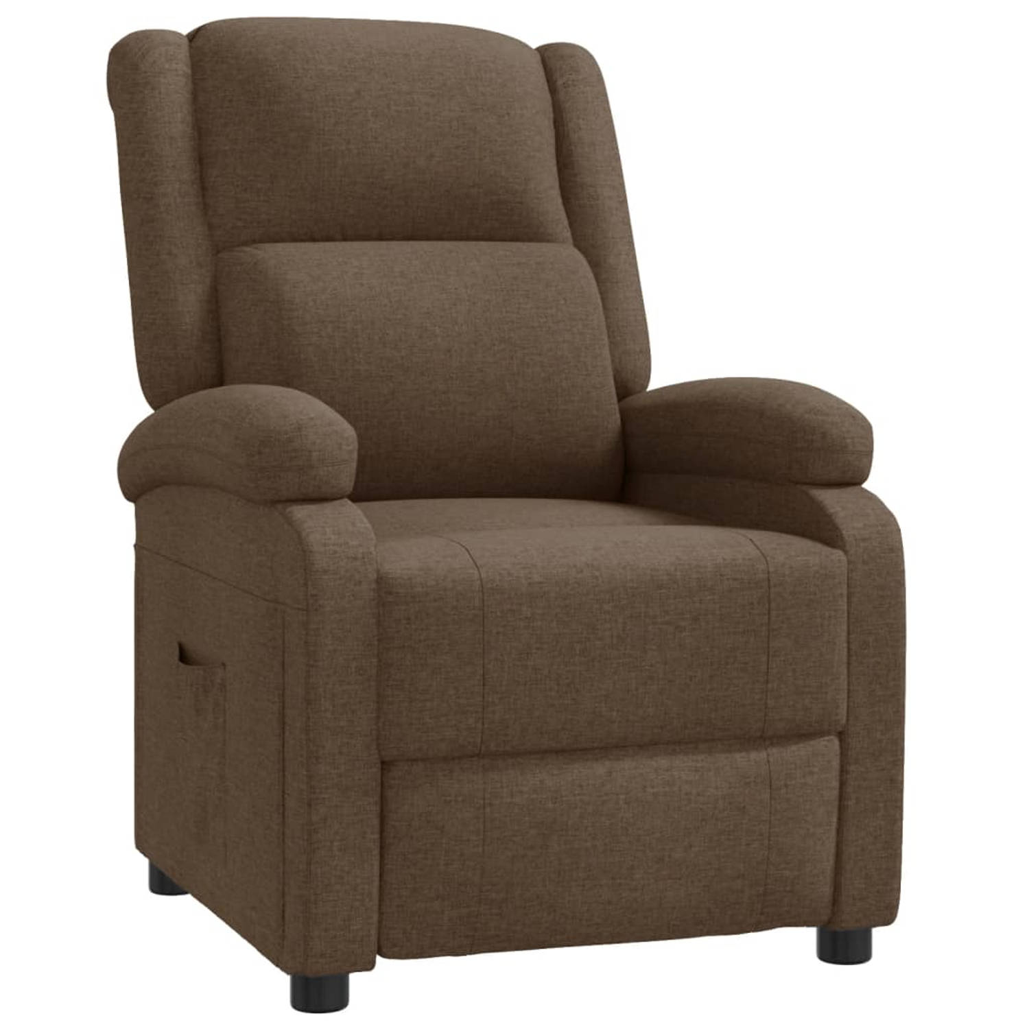The Living Store Televisiefauteuil stof bruin - Fauteuil