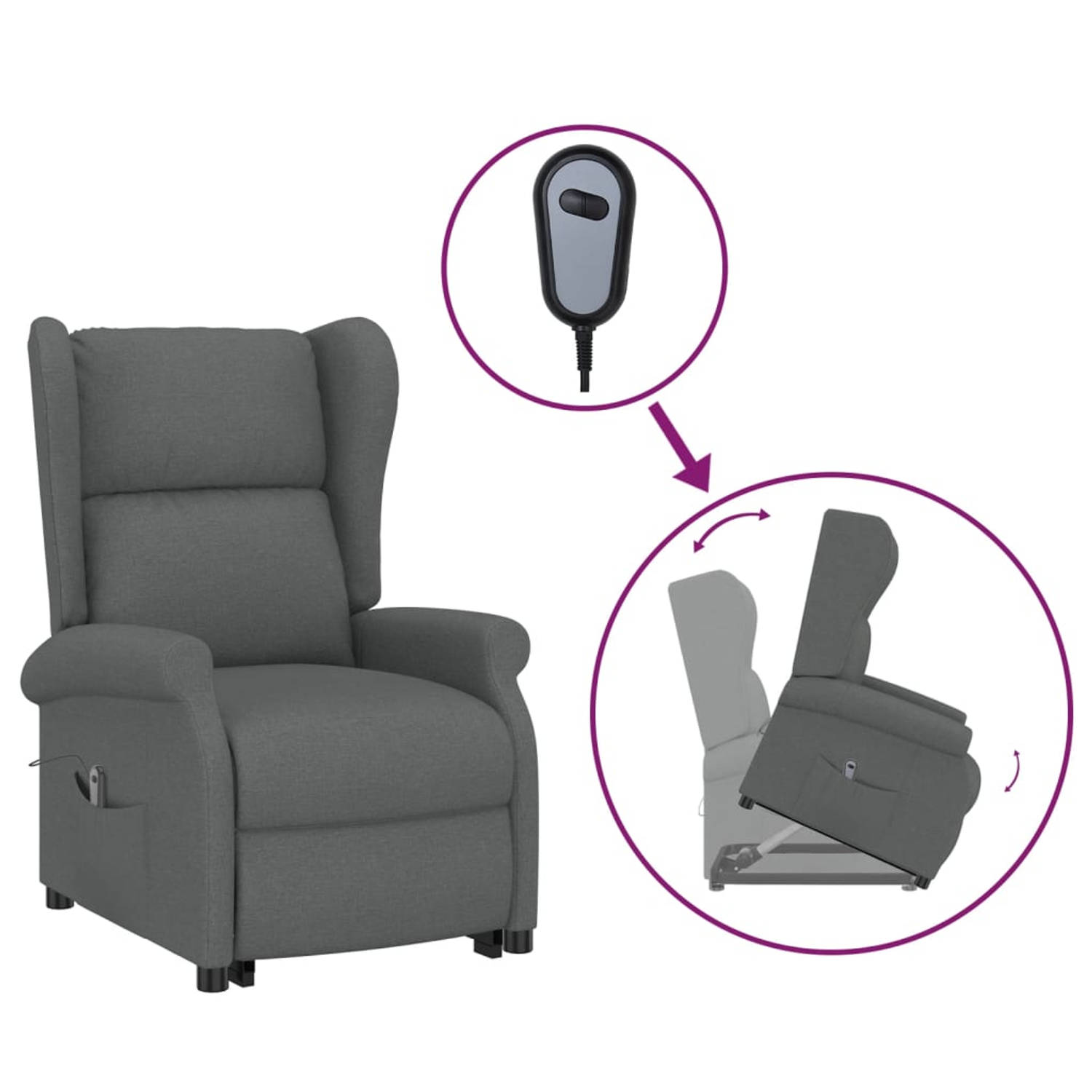 The Living Store Sta-op-stoel stof donkergrijs - Fauteuil