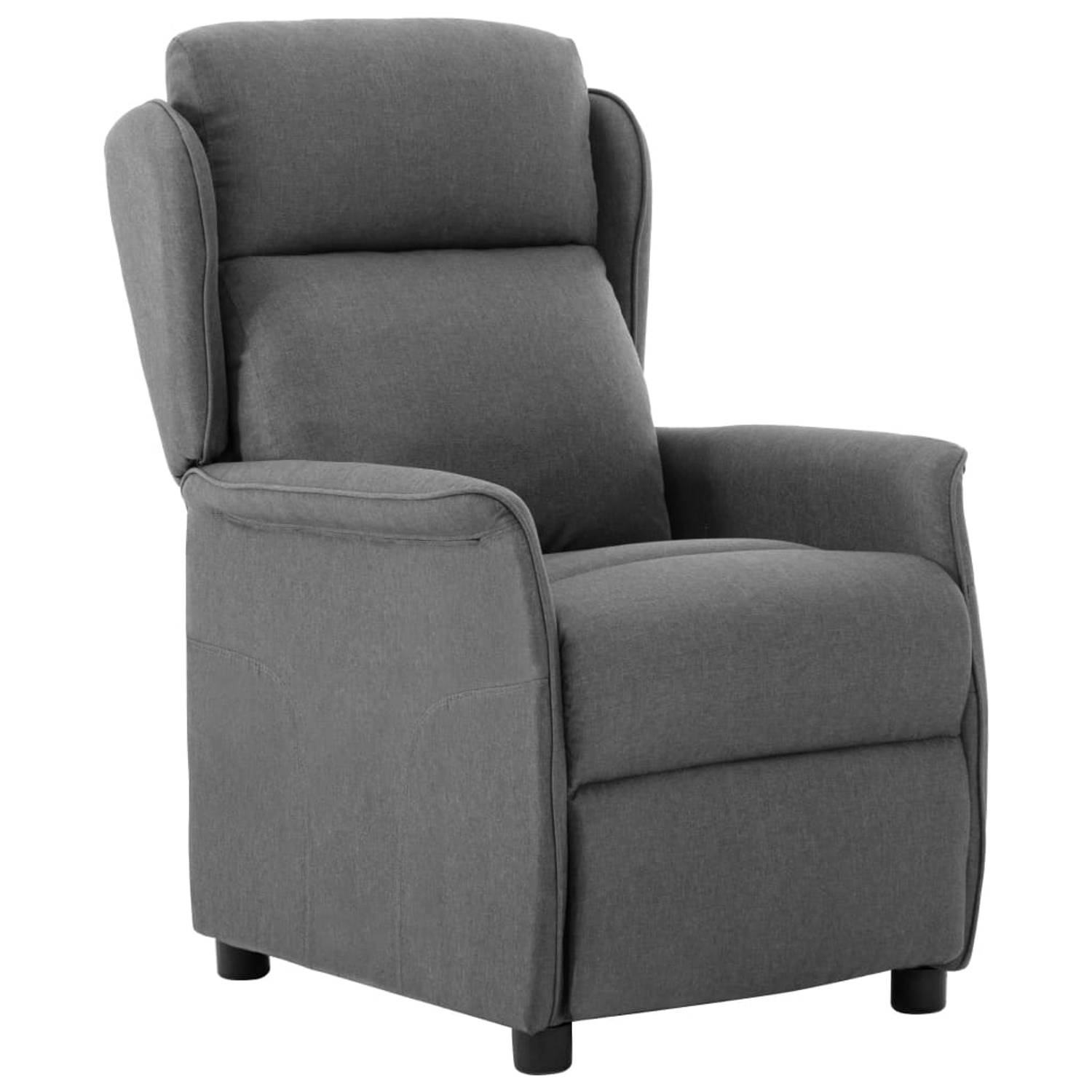 The Living Store Leunstoel stof lichtgrijs - Fauteuil