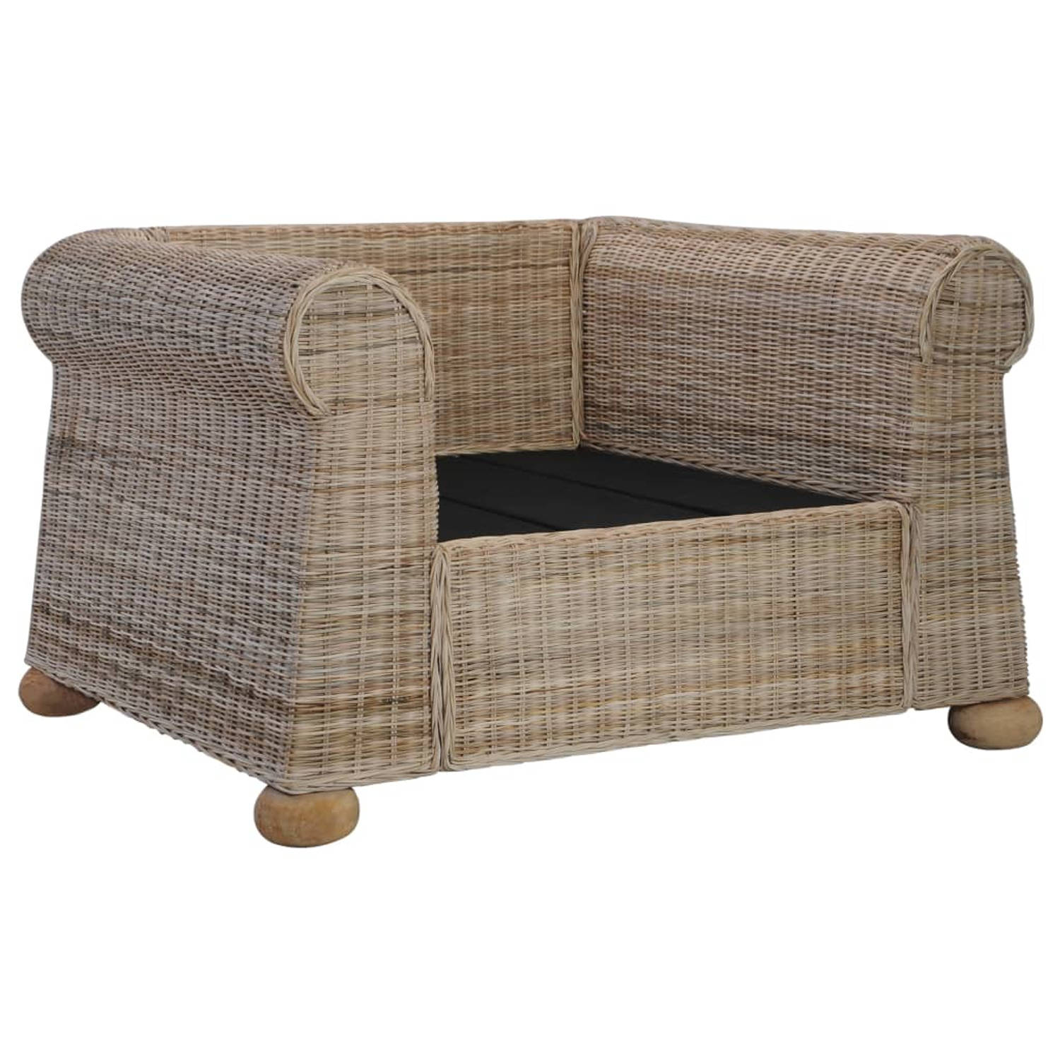 The Living Store Rattan Fauteuil - Naturel - 100x78x67 cm - Stof - Verwijderbare kussenhoezen