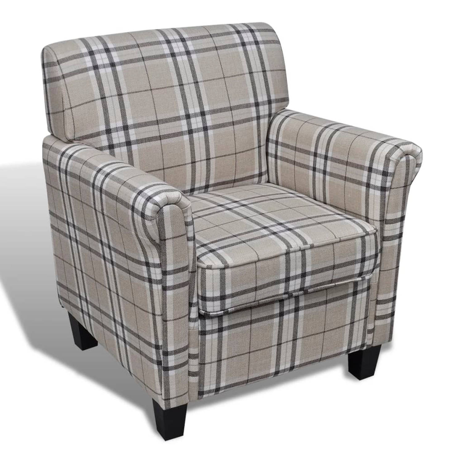 The Living Store Fauteuil met kussen stof crème - Fauteuil