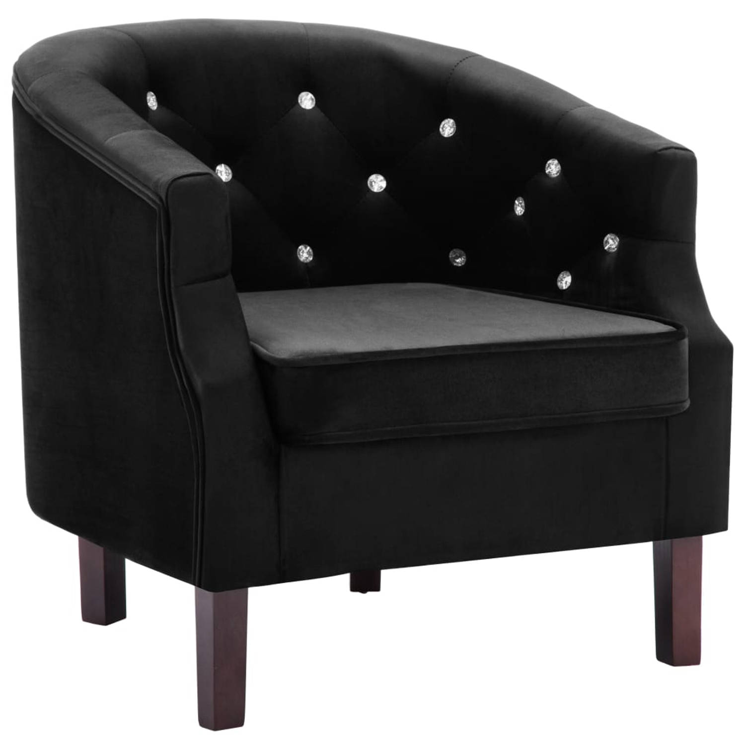 The Living Store Elegante fauteuil Fluwelen bekleding - 65 x 64 x 65 cm - zwart
