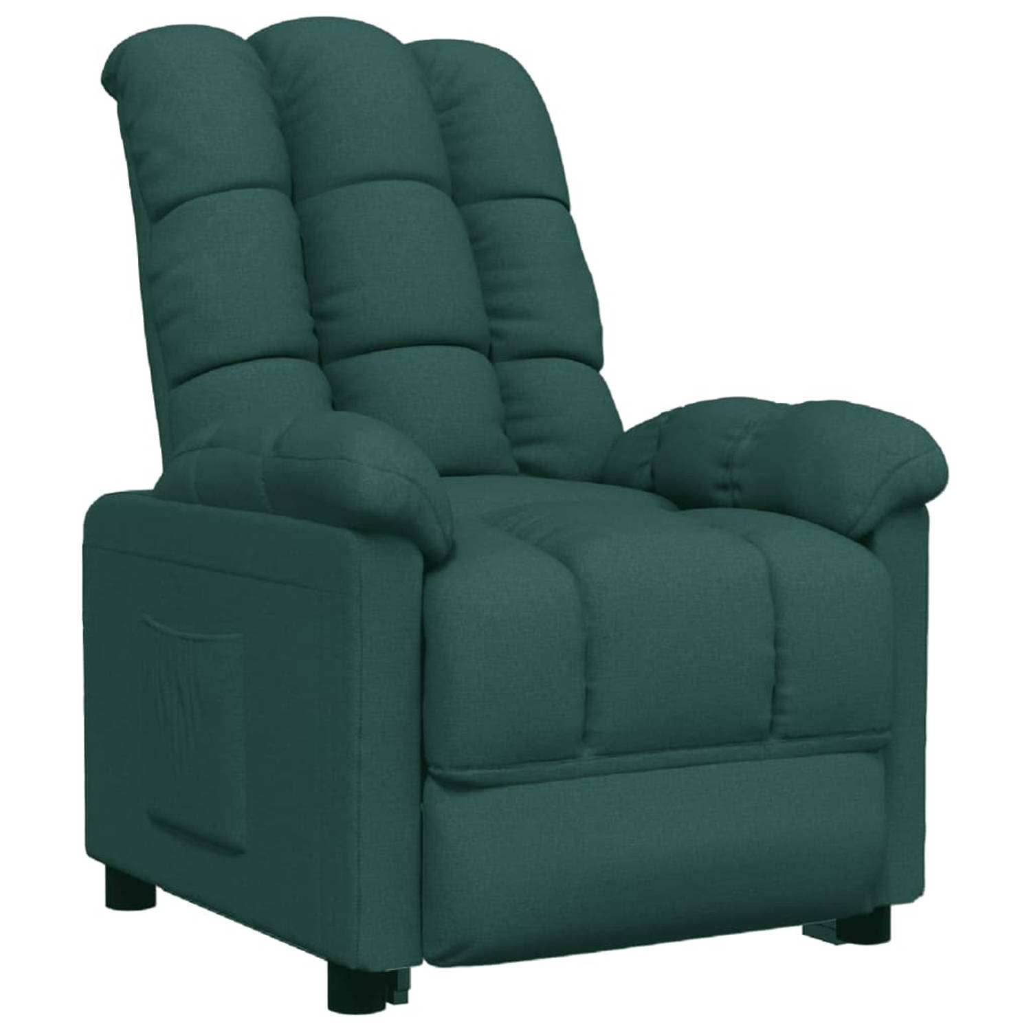 The Living Store Verstelbare Fauteuil - Donkergroen - 74 x 99 x 102 cm - Stof (100% polyester)