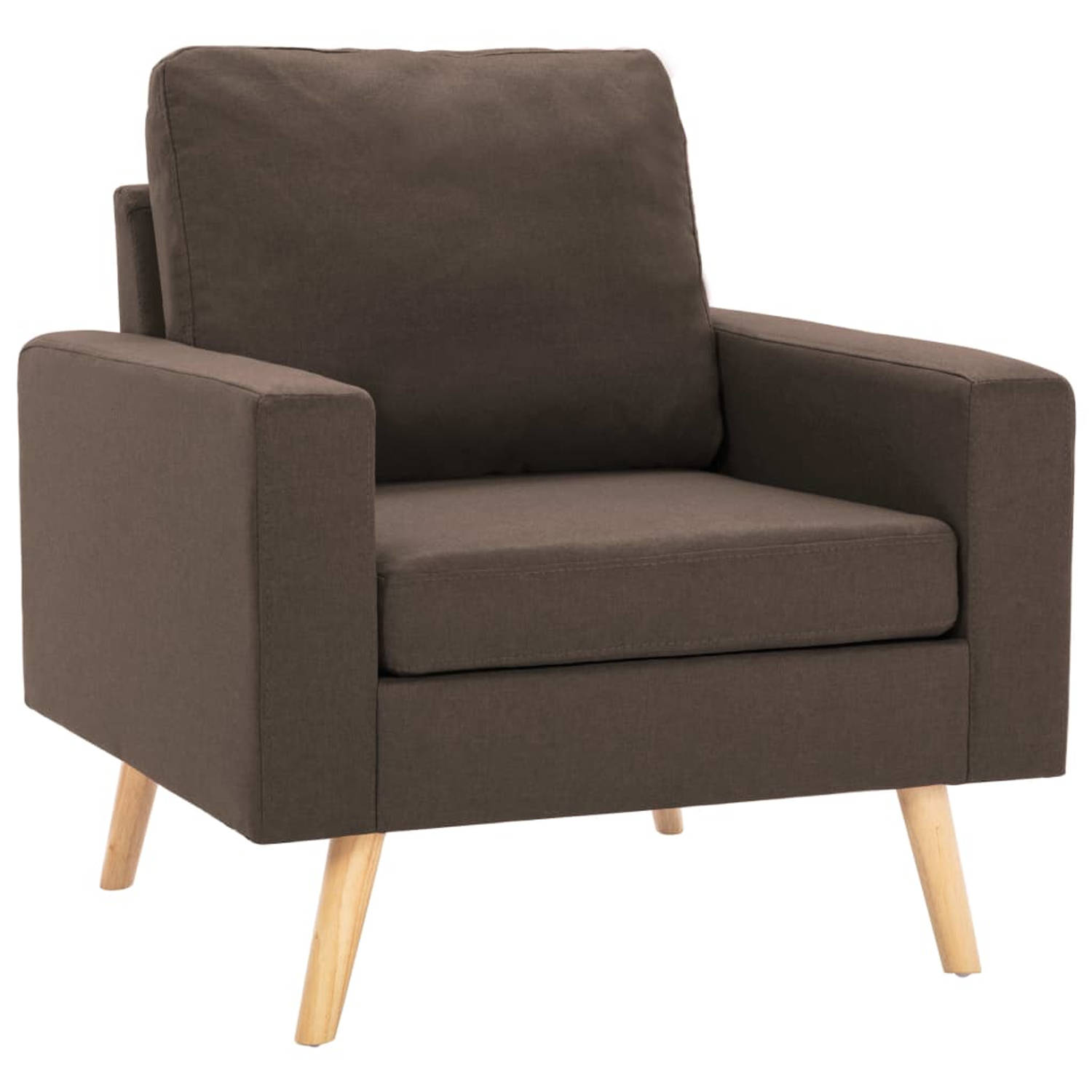 The Living Store Fauteuil stof bruin - Fauteuil