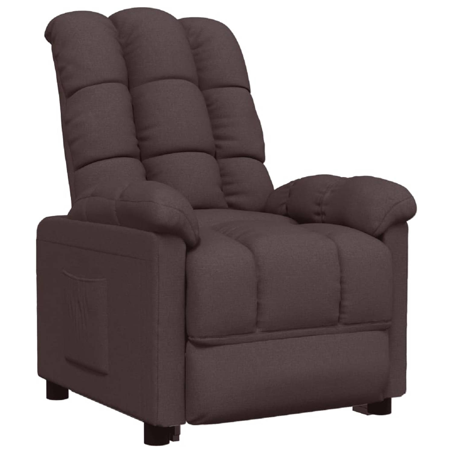 The Living Store Verstelbare Stoel - Fauteuil - Stof - 74 x 99 x 102 cm - Donkerbruin