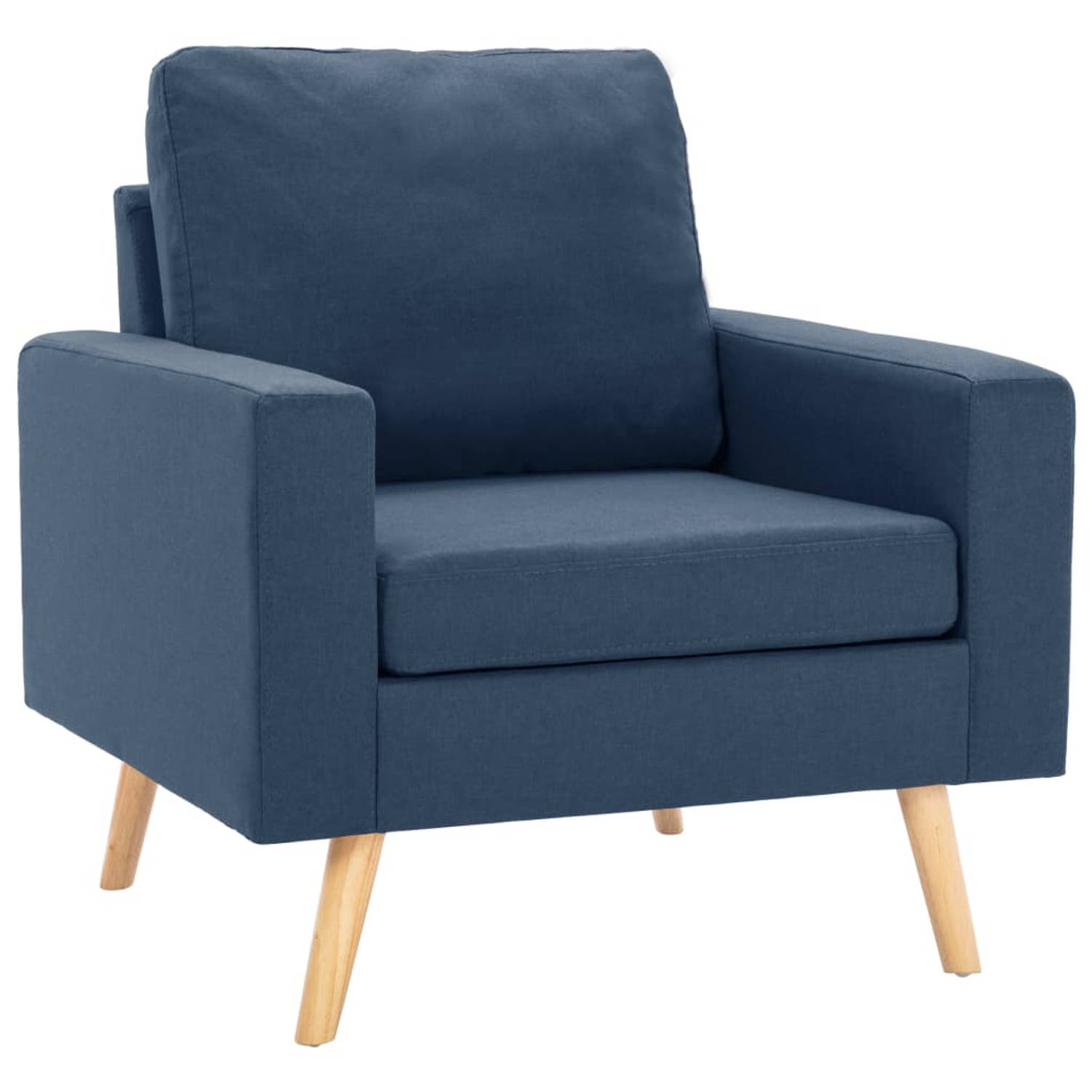 The Living Store Fauteuil stof blauw - Fauteuil