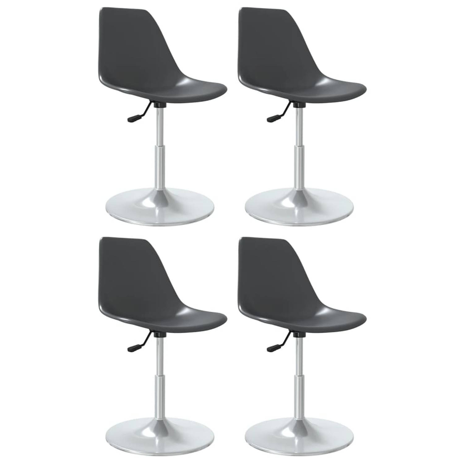 The Living Store Eetkamerstoelen - Grijs - PP en verchroomd metaal - 46 x 56 x (74-88) cm