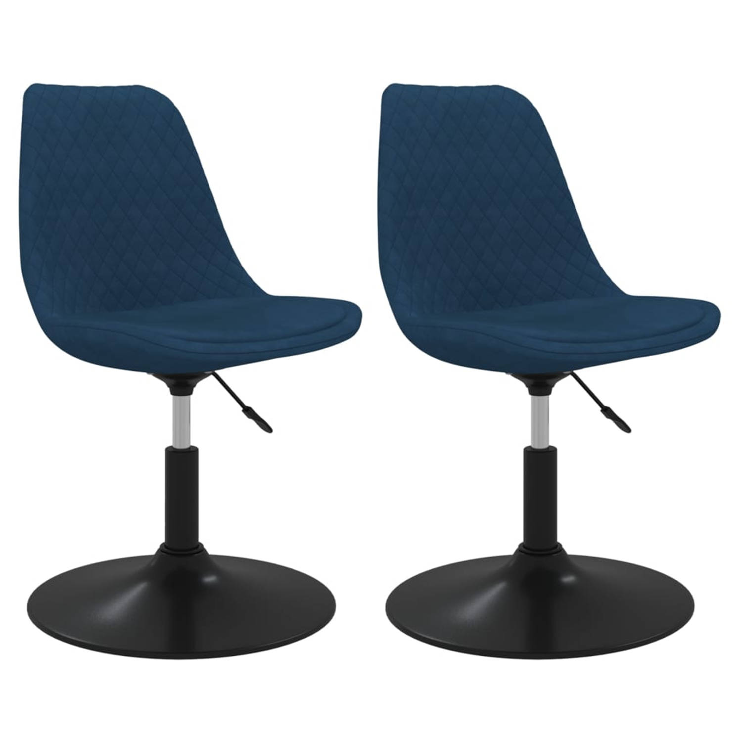 The Living Store Eetkamerstoel - Zacht fluwelen stoelen - Afmeting- 49 x 42 x (81-93) cm - Blauw