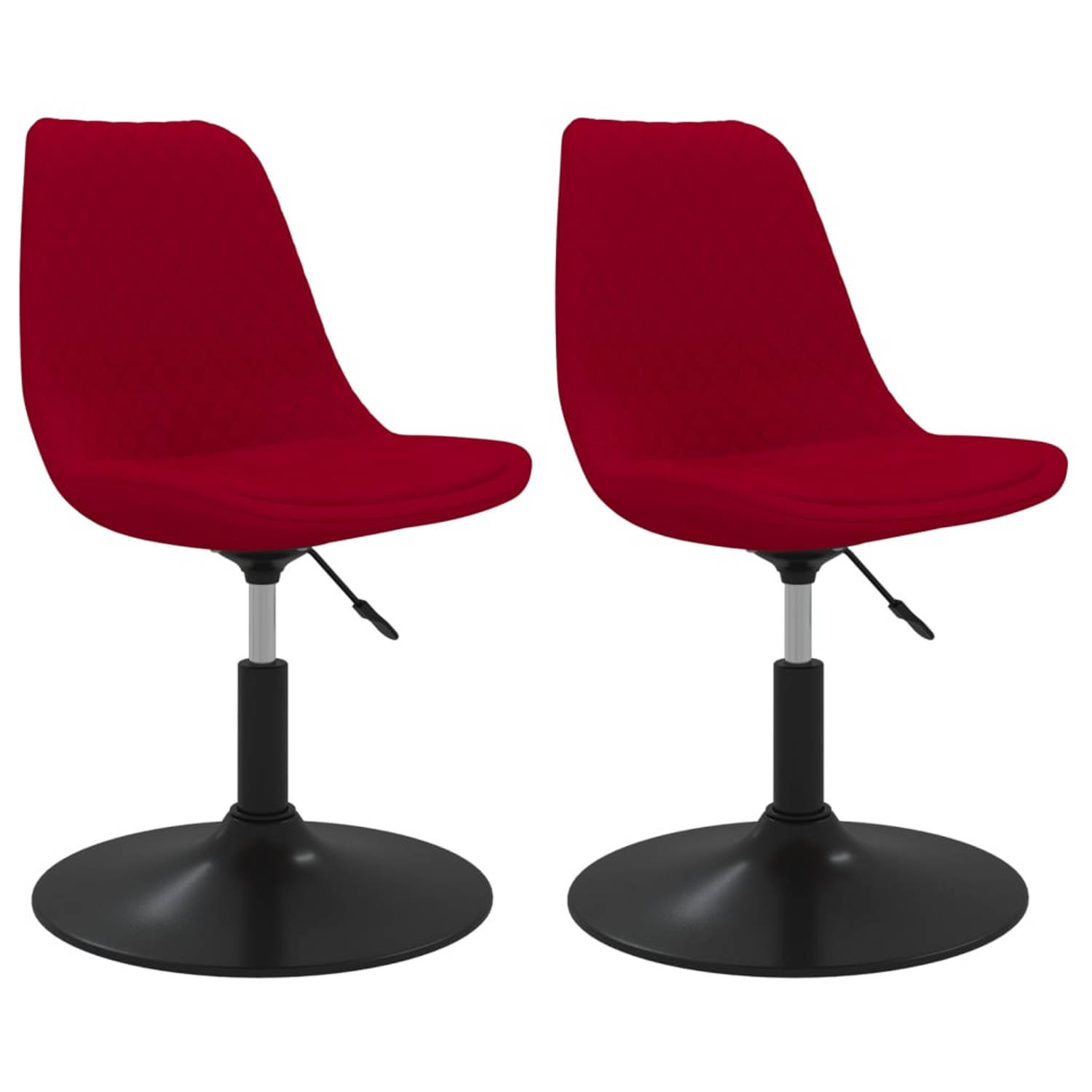 The Living Store Eetkamerstoelen draaibaar 2 st fluweel rood - Eetkamerstoel