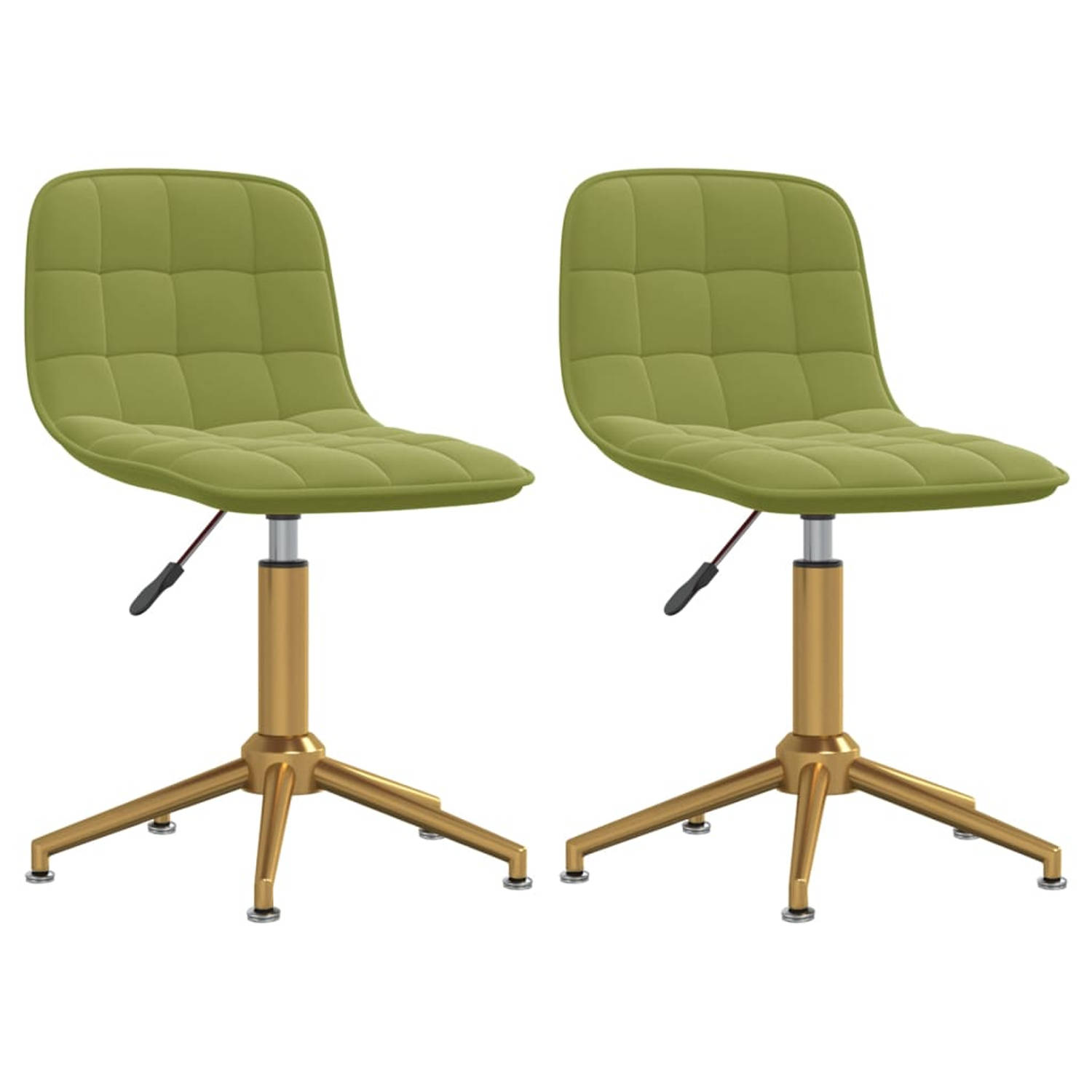 The Living Store Draaibare Eetkamerstoelen - Set van 2 - Fluweel - Lichtgroen - Goud - Afm - 42.5 x 45 x (68-82.5) cm