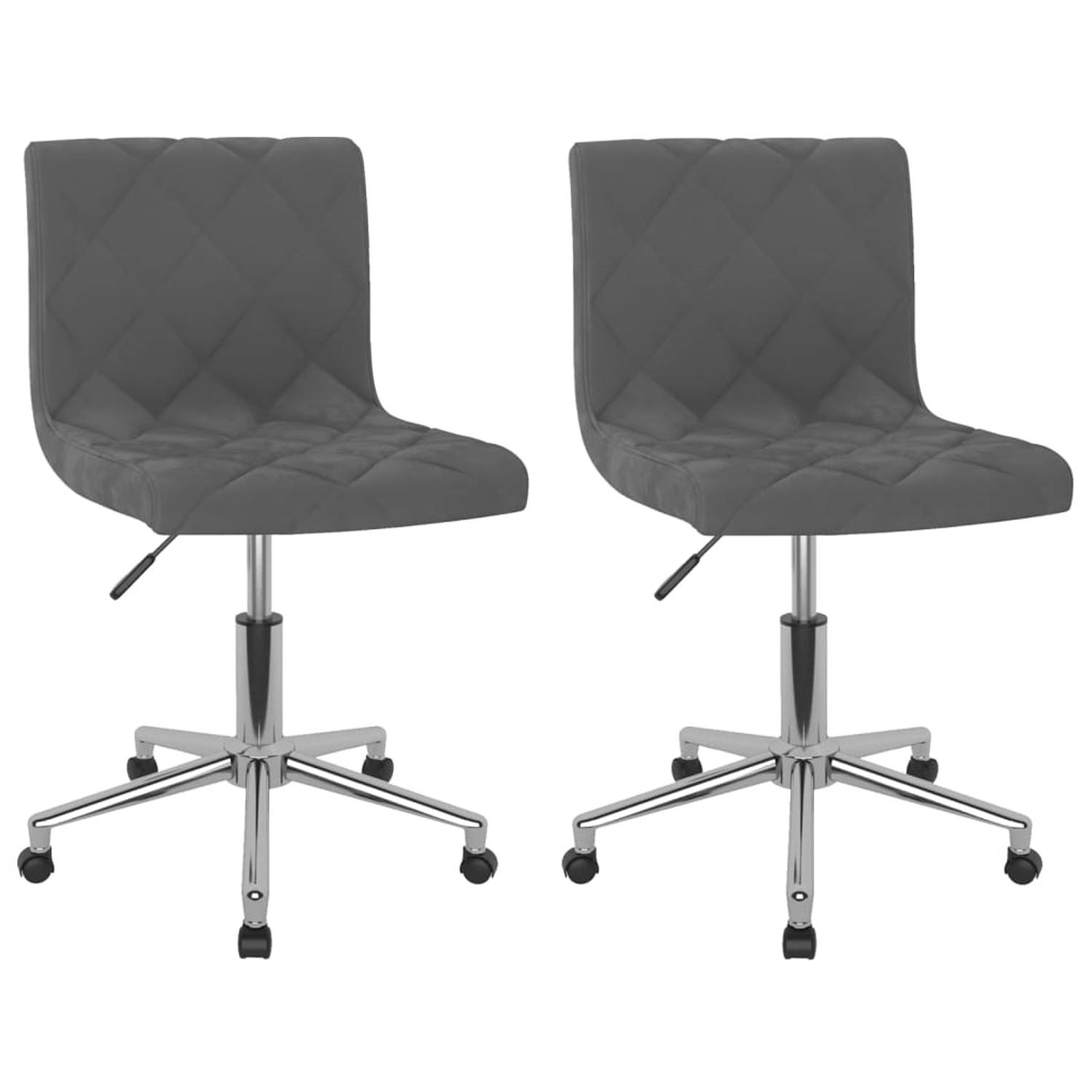 The Living Store Eetkamerstoelen - Set van 2 - Donkergrijs - 40 x 43 x (76-87.5) cm - Draaibaar