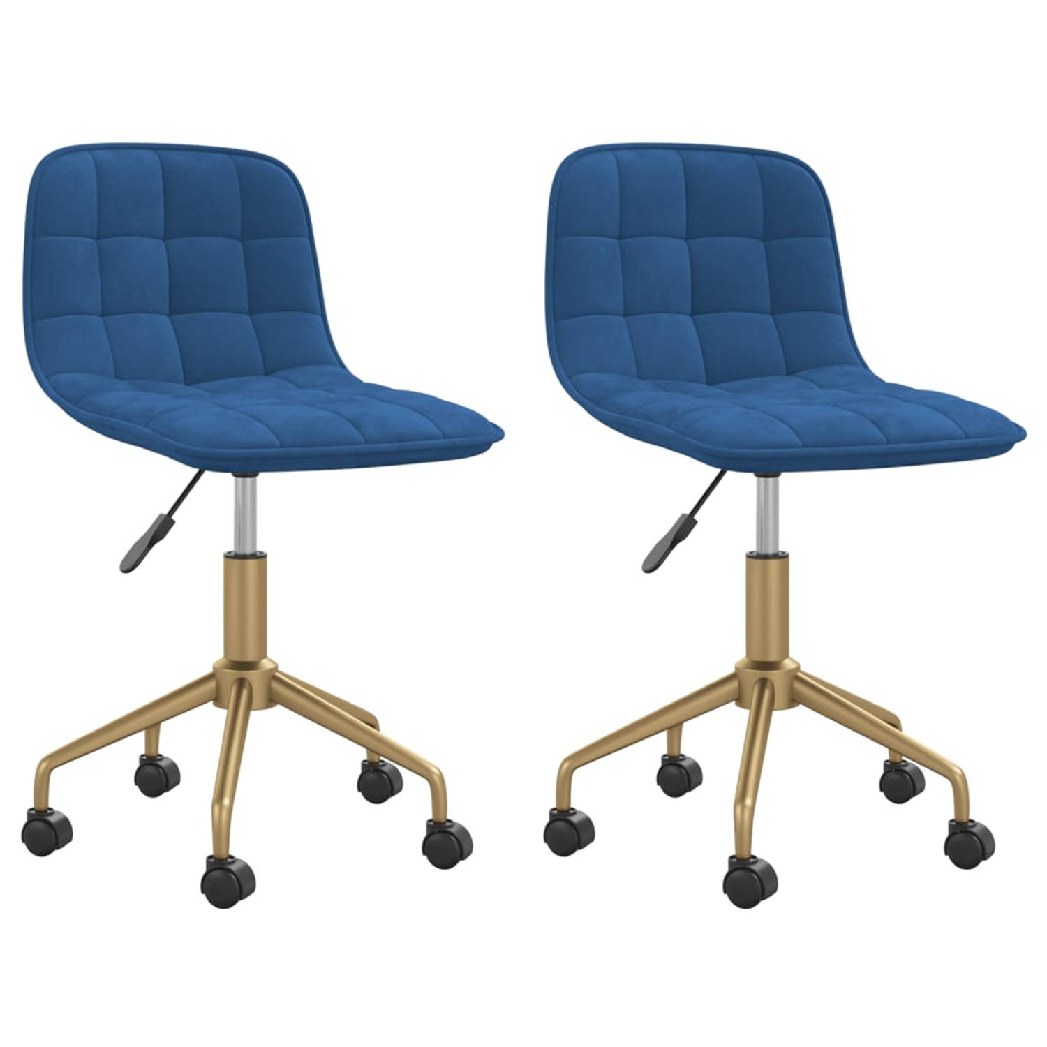 The Living Store Eetkamerstoelen draaibaar 2 st fluweel blauw - Eetkamerstoel