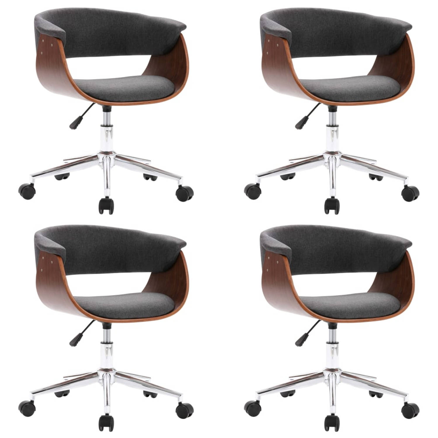 The Living Store Draaibare eetkamerstoelen Set van 4 Grijs 59.5 x 58 x (66 74) cm Ergonomisch ontwer